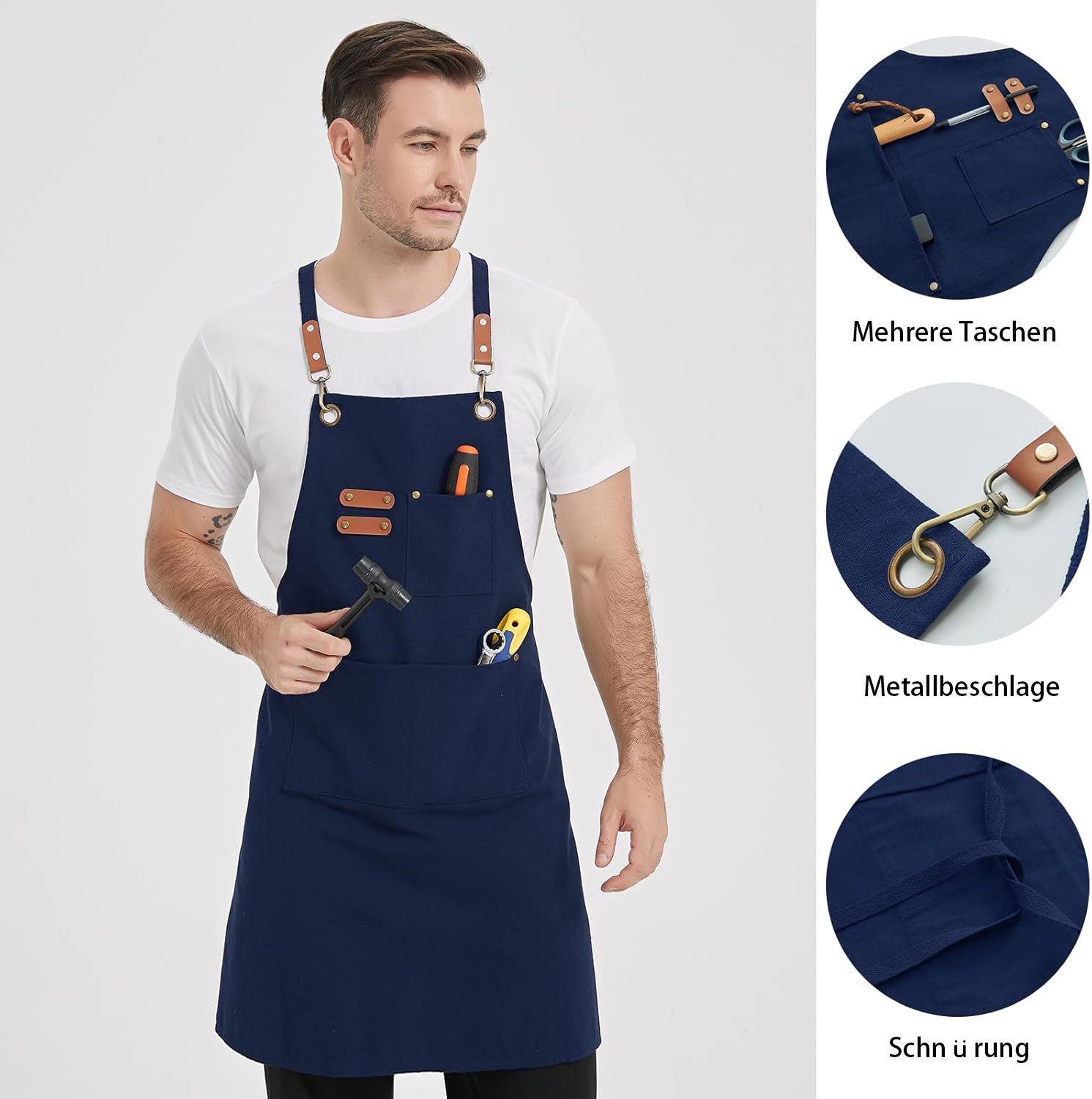 Kaket Kochschürze Verstellbar mit 3 Taschen Baumwolle, Mit 3 Taschen, verst günstig online kaufen