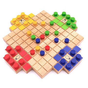 ROMBOL Denkspiele Spiel, Brettspiel Quattele - Kampf der Elemente, Taktikspiel für 2 oder 4 Spieler, Holzspiel