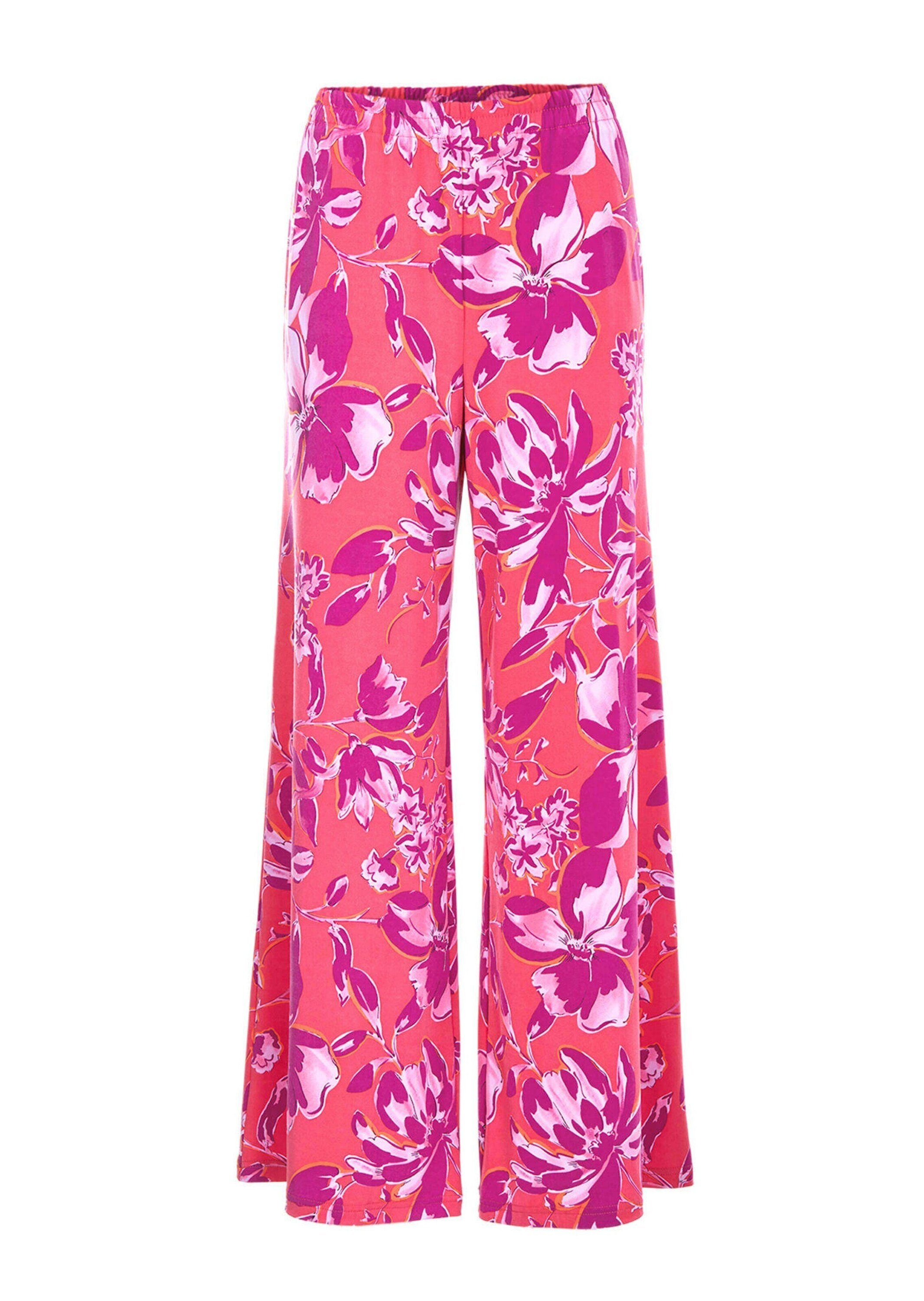 Stoffhose Kurzgröße: Palazzo-Hose mit Blütendruck