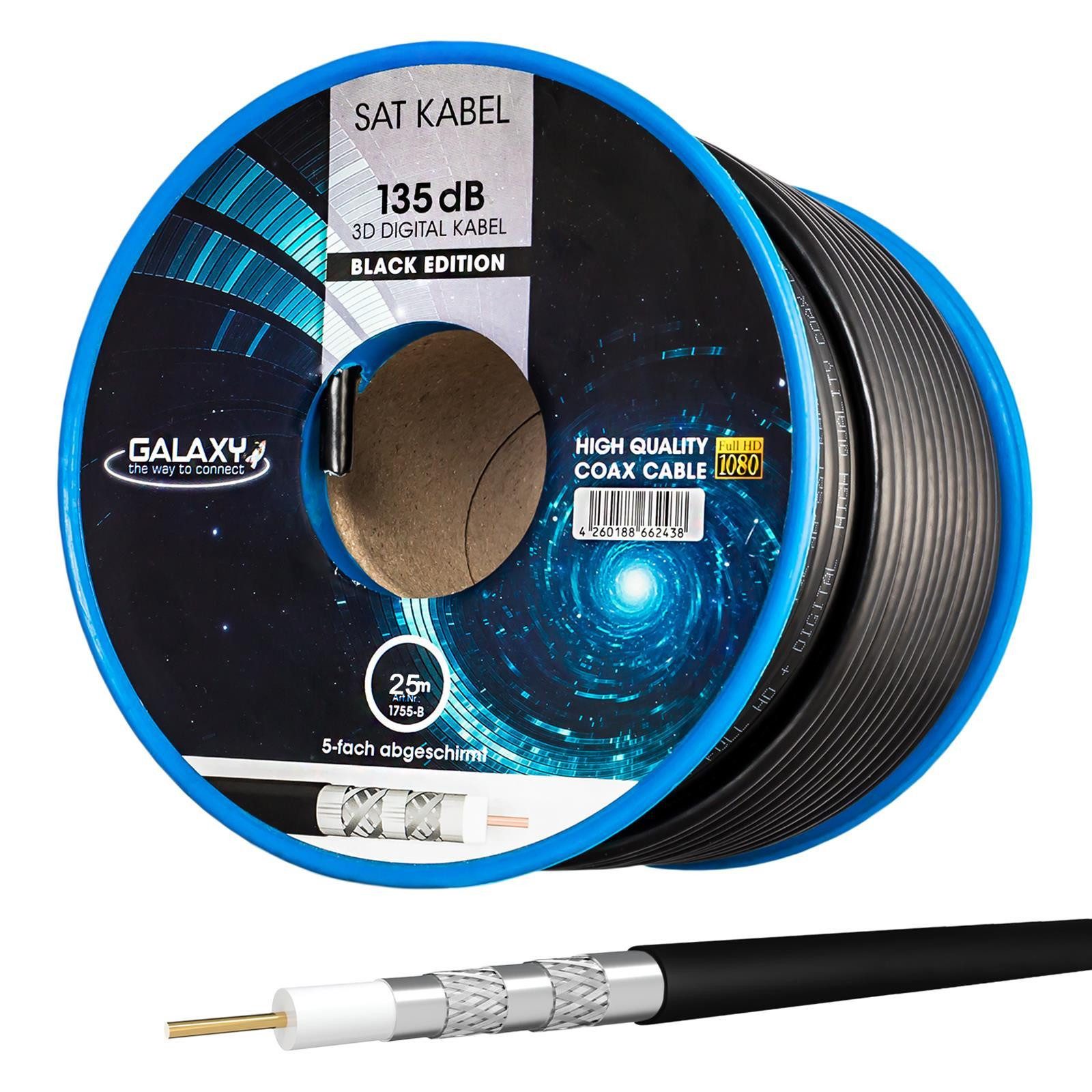 HB-DIGITAL Koax Kabel 25m Galaxy 135dB 5-Fach geschirmt Stahl Kupfer SAT-Kabel, (2500 cm), UV-stabile, strapazierfähige Ummantelung