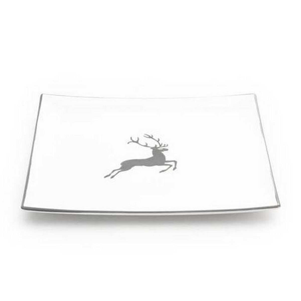 Gmundner Keramik Speiseteller Grauer Hirsch, 31x31x2,8 cm