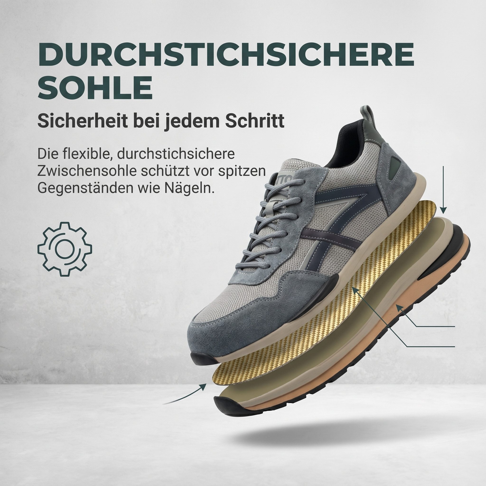 PROCHAIN Arbeitsschuhe Modische Herren Sicherheitsschuh (Stahlkappen, Arbeitsschuhe, Sicherheitsschuhe, Schutzausrüstung, sportlich, bequem, leicht, atmungsakti – Bild 5 von 5