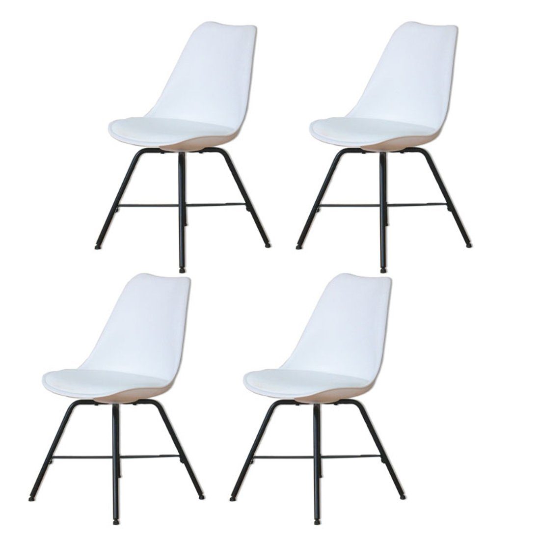 ebuy24 Esszimmerstuhl Niko 4 stk. Schalenstuhl weiß mit schwarzen Metall. Reduzierter Preis € 160,77. Unverbindliche Preisempfehlung € 334,95