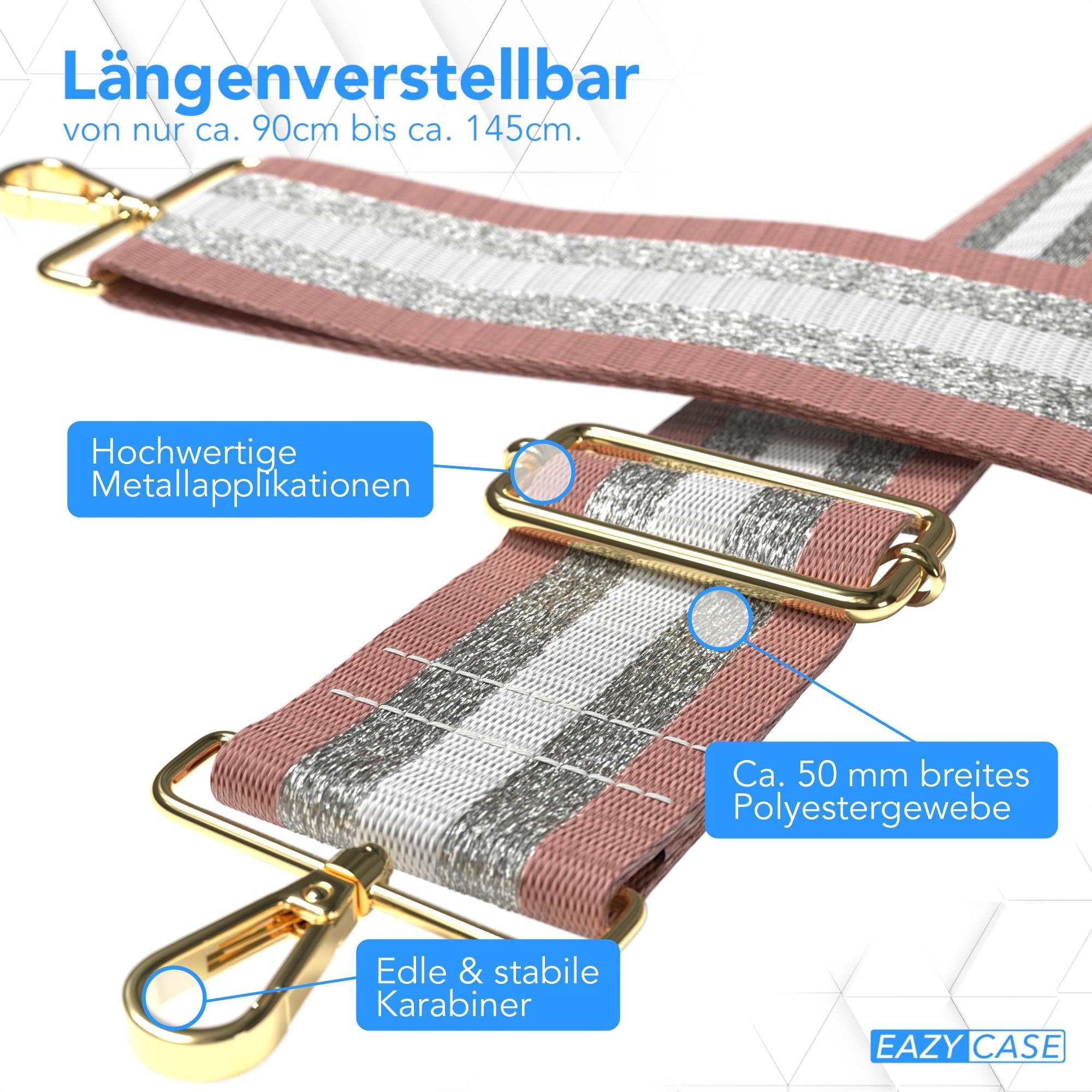 EAZY für Umhängen - CASE Schultergurte / zum Bunt Riemen Gold Taschen Schulterriemen gemustert Rosé Umhängetasche Wechselgürtel Silber für Rosé Metall Breiter