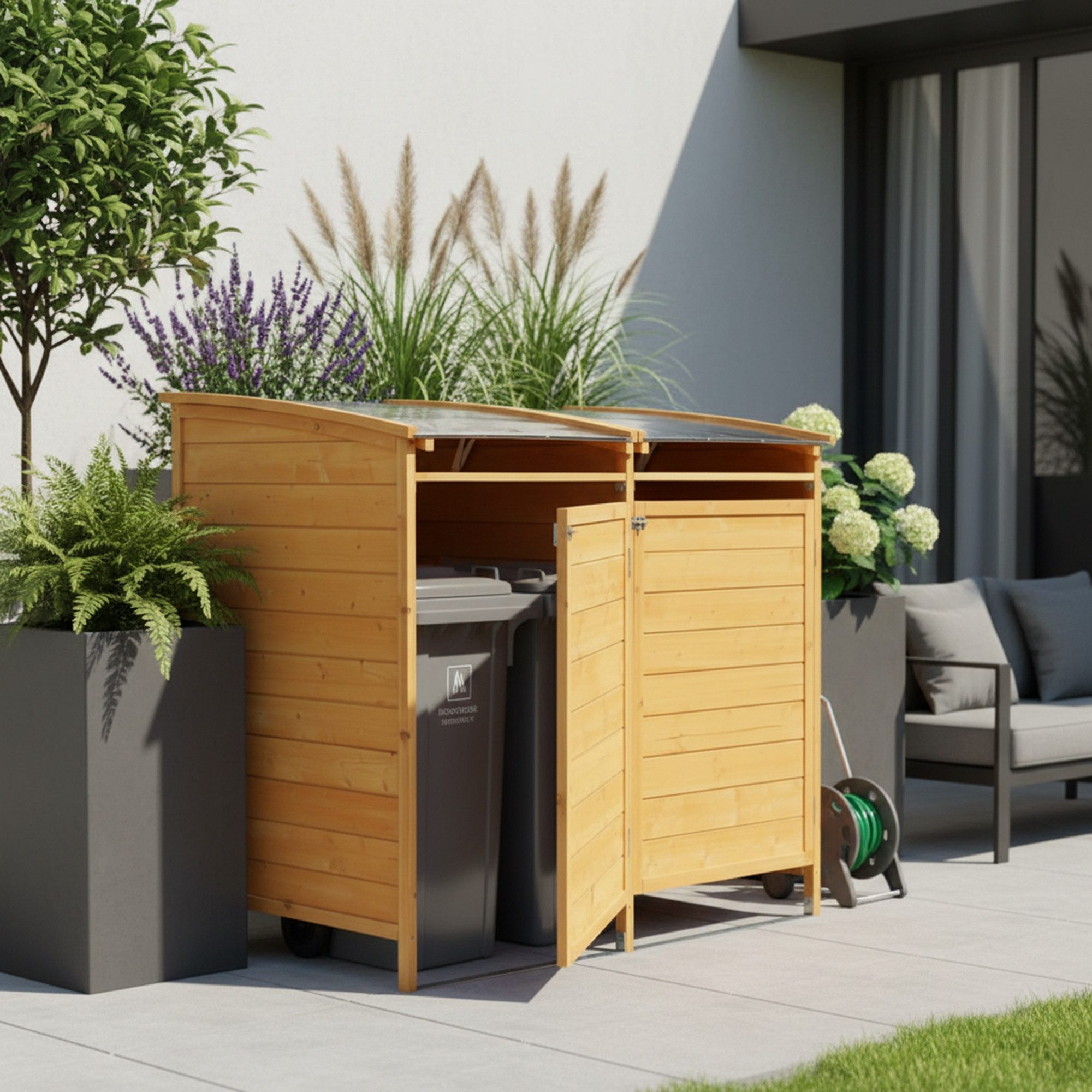 Mucola Mülltonnenbox Doppelbox für 2 Tonnen Mülltonnenverkleidung für 2x 120L oder 240L (Stück), Witterungsbeständig
