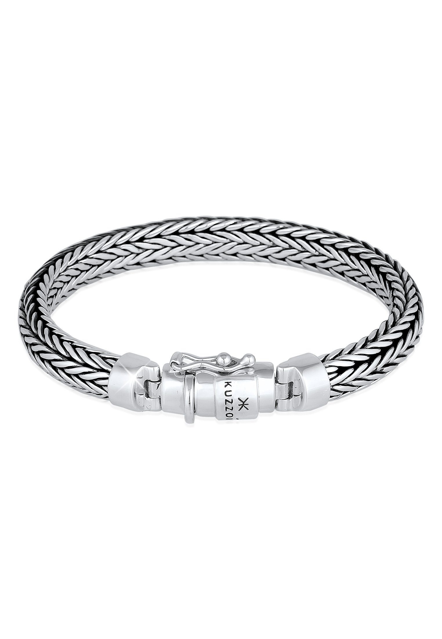 Kuzzoi Armband Herren oxidiert Kastenverschluss 925 Silber