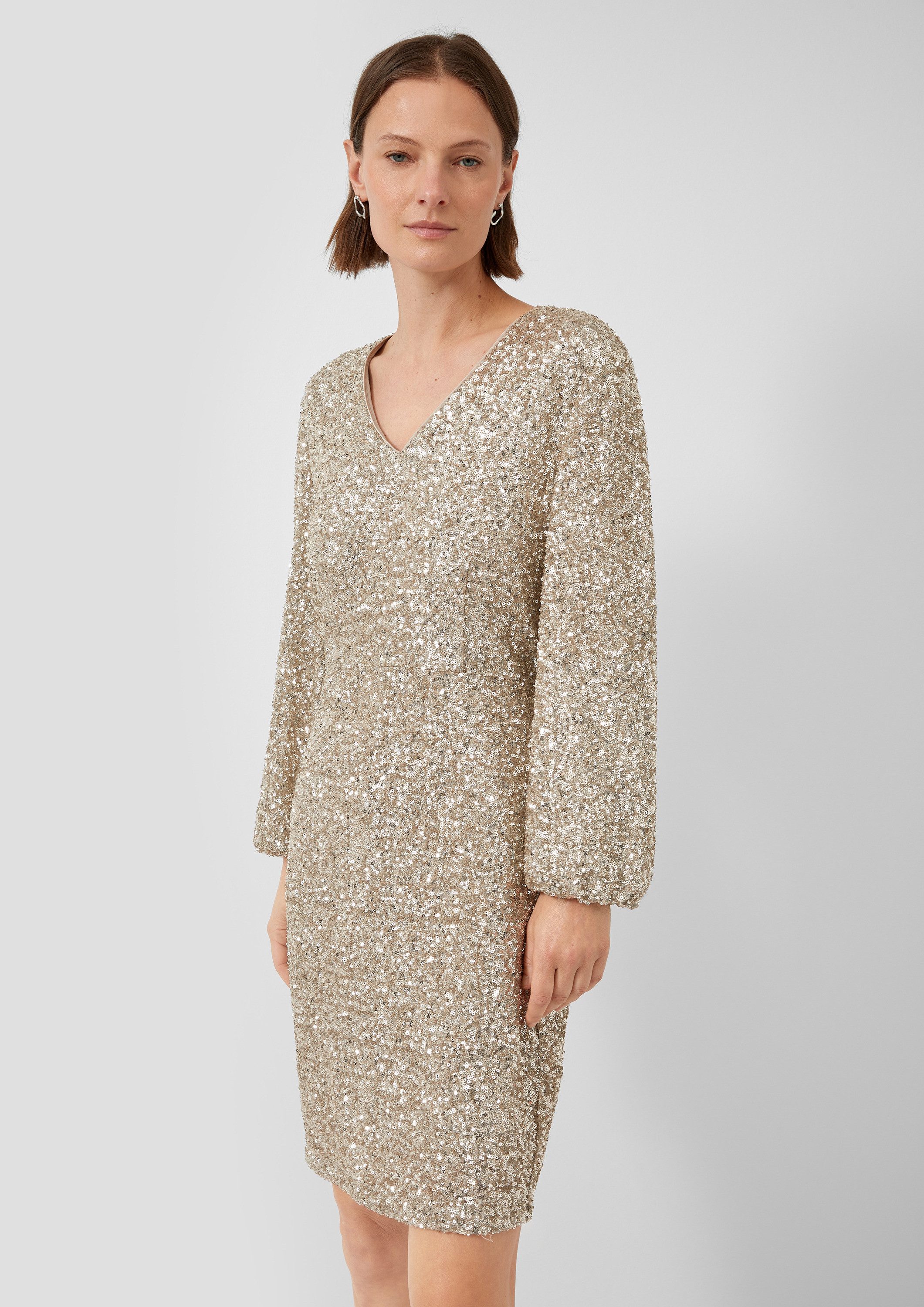 s.Oliver Midikleid Kleid Kurzes Pailletten-Kleid mit Gummizug am Ärmel günstig online kaufen