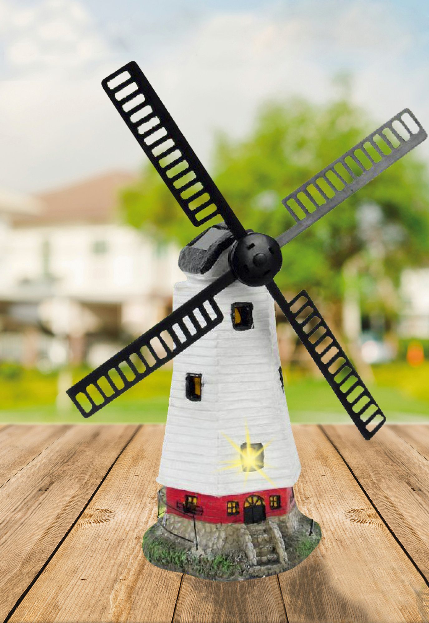 BURI Kugelleuchte Solar-Windmühle 50cm LED Windrad günstig online kaufen