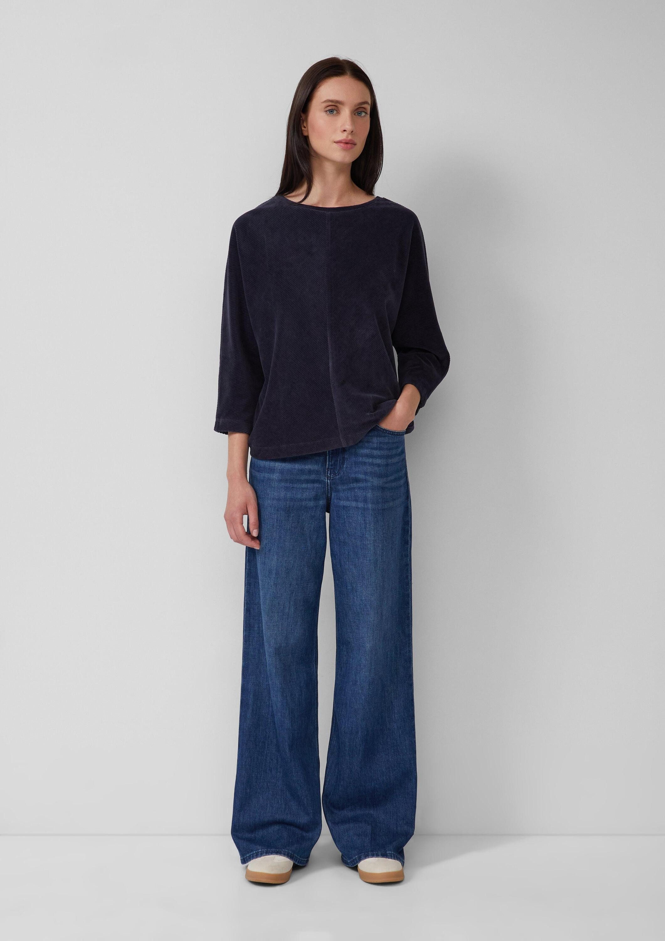 s.Oliver 3/4 Arm-Pullover Sweatshirt Cord-Shirt mit Teilungsnaht und Fledermausärmeln