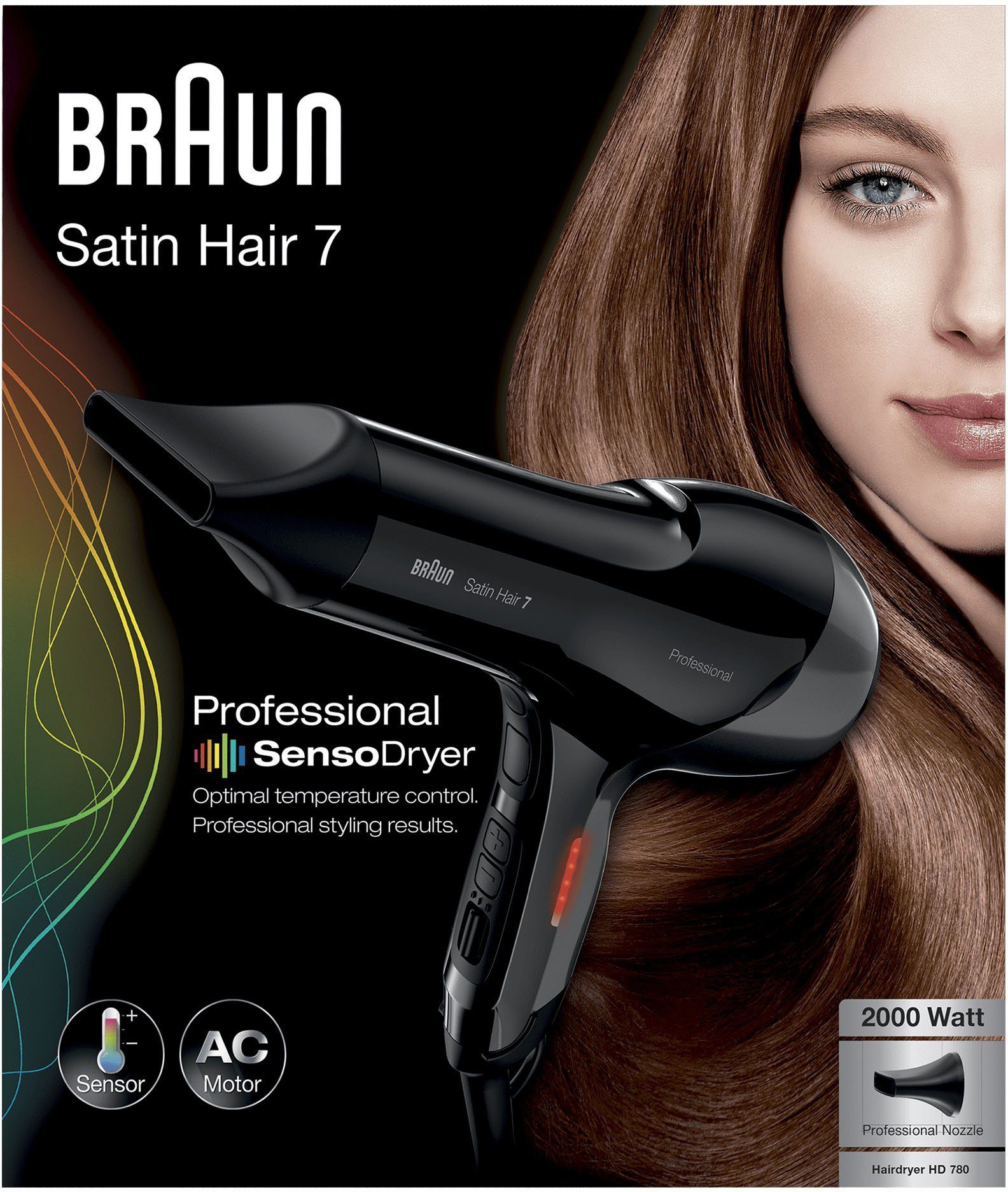 Braun Haartrockner Thermosensor und HD780, mit 2000 W, AC-Motor