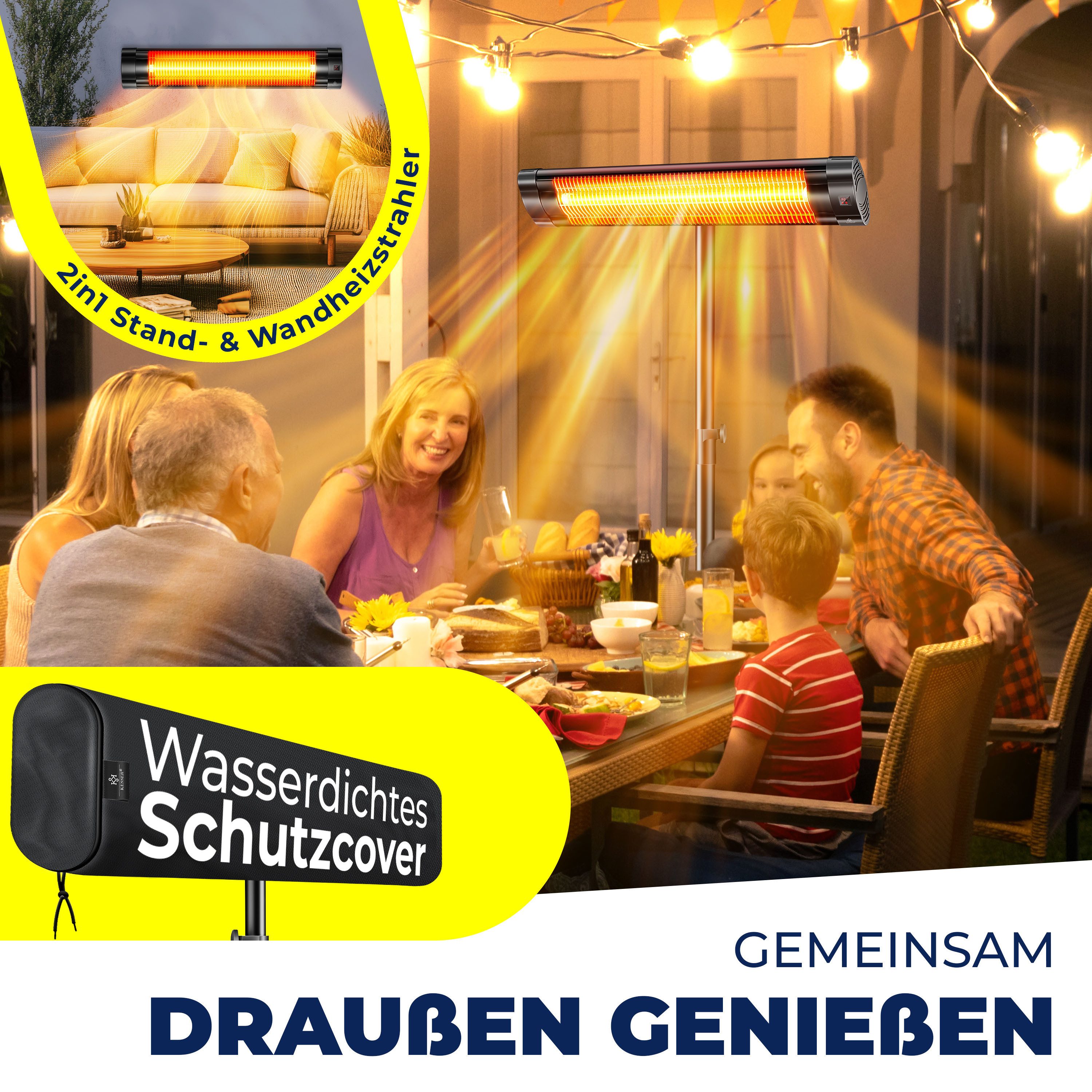 KESSER Infrarotstrahler, 2500 W, Infrarotstrahler Heizstrahler Terrassenstrahler 2500W