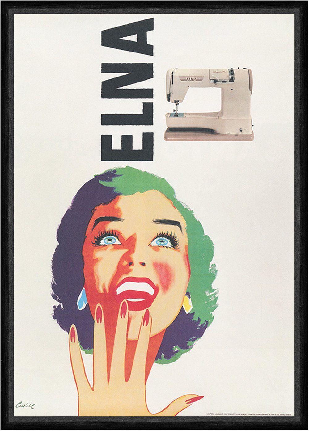 Kunstdruck ELNA Schweiz Werbung Plakat Nähmaschine Handarbeit Kunstdruck Faks_Wer, (1 St)