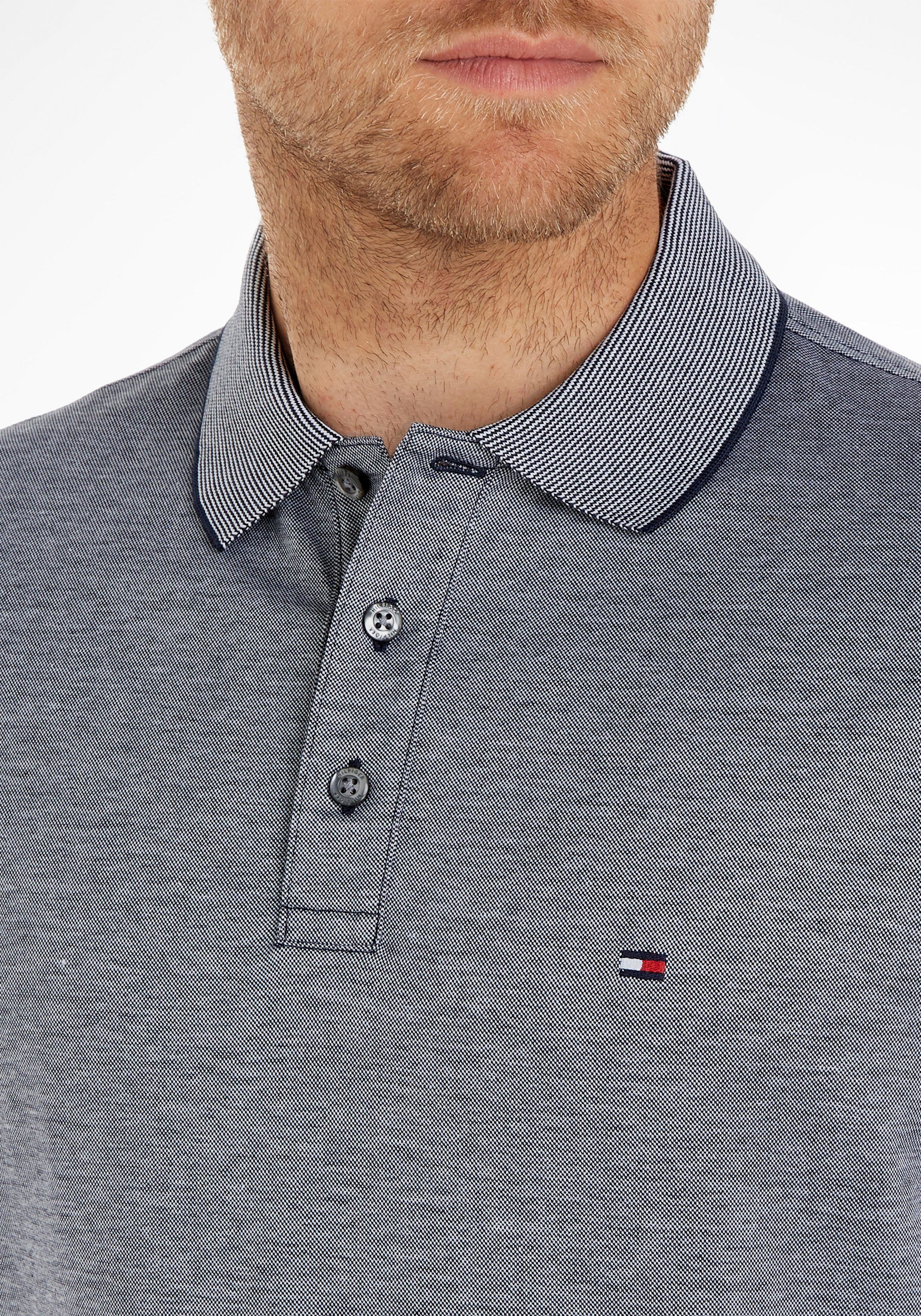 POLO auf Sky/White mit Hilfiger COLLAR Hilfiger LOGO OXFORD REG Tommy Prägung Desert Poloshirt den Knöpfen