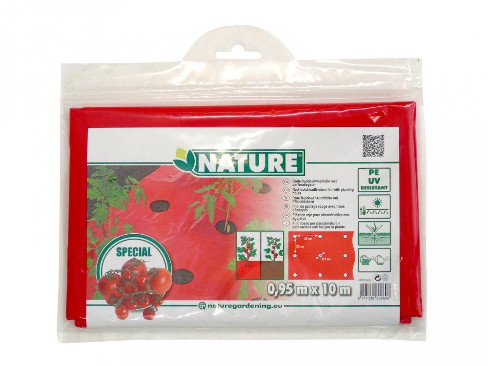 Nature Abdeckfolie NATURE Mulchfolie, Anzuchtfolie für TOMATEN rot, 0,95 x 10 m