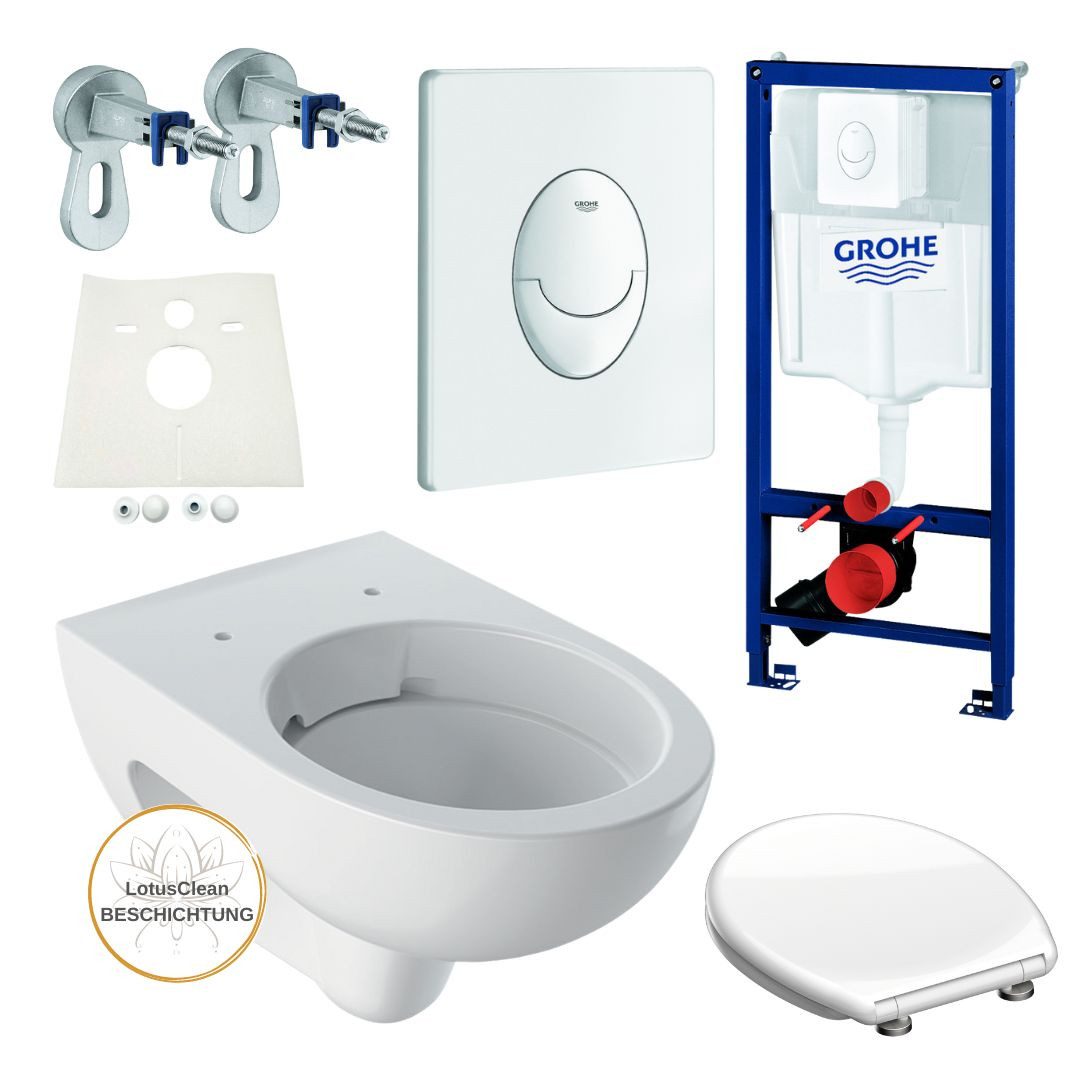 Grohe Vorwandelement WC Grohe Spülkasten Geberit Renova WC spülrandlos, Spar-Set