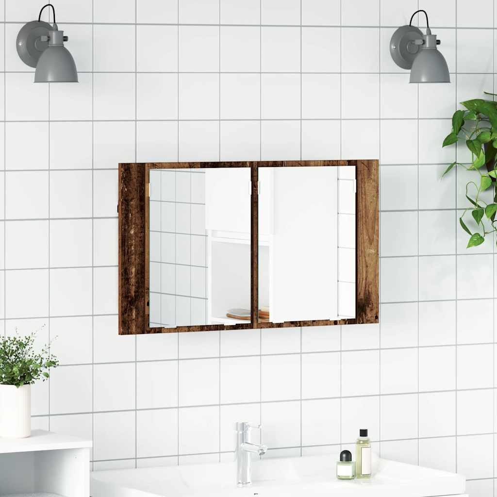 Badezimmerspiegelschrank LED-Altholz 80 x 12 x 45 cm