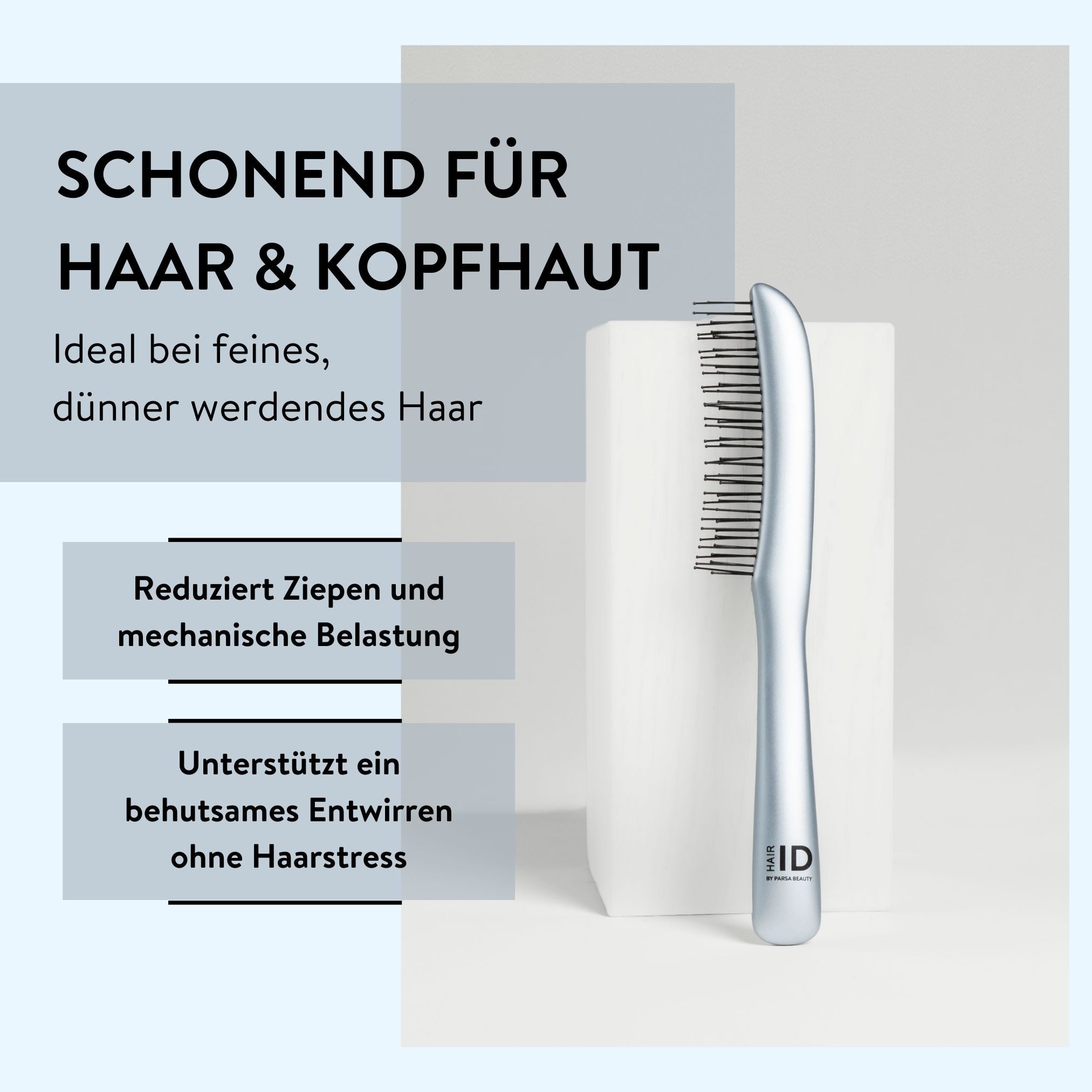 PARSA Beauty Haarkamm Hair ID Anti-Haarverlust-Kamm, Sanftes Entwirren & Nachhaltiges Design
