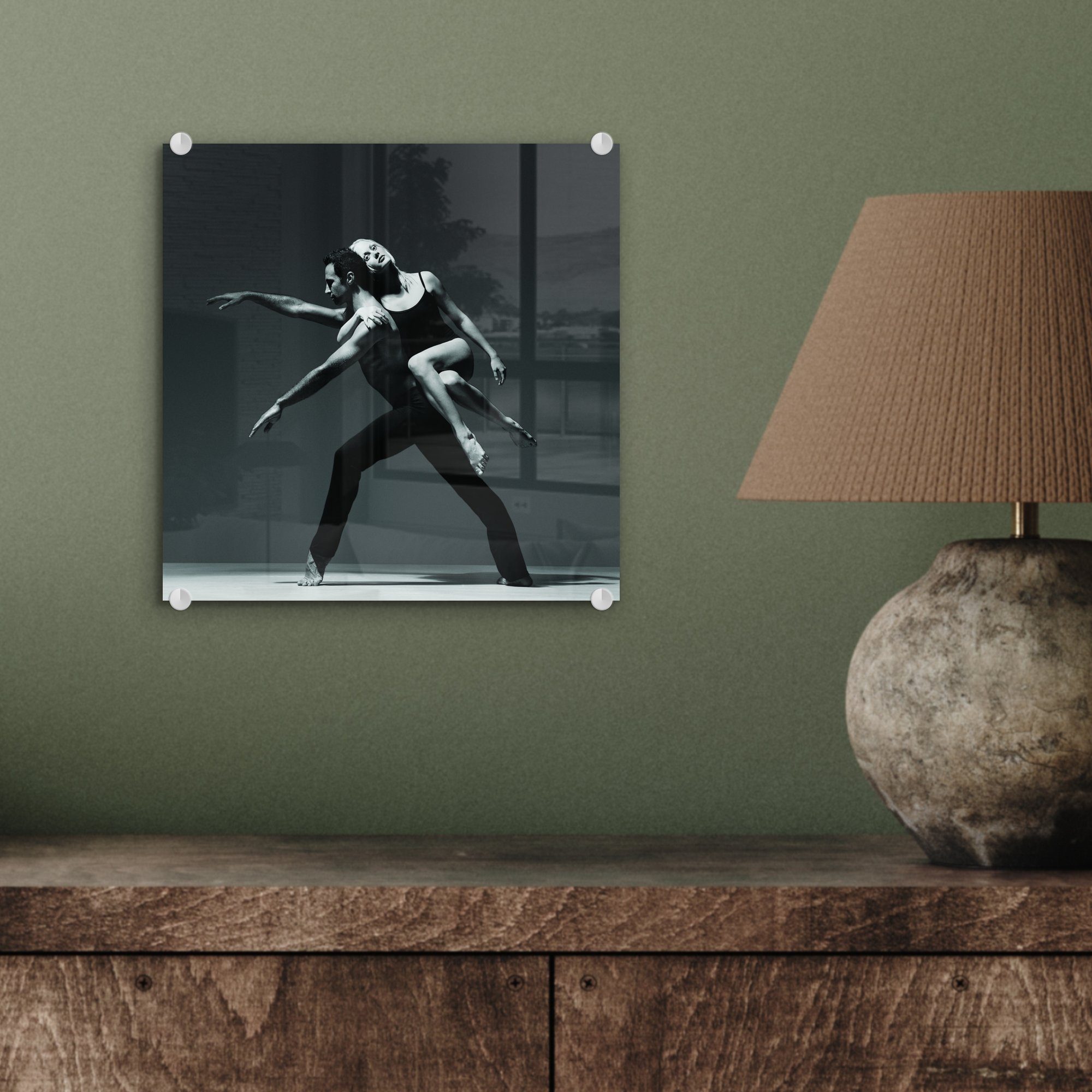 auf Wanddekoration auf - - zwei MuchoWow - Acrylglasbild von Foto Ballett-Tänzern, (1 Wandbild Schwarz-Weiß-Bild Bilder Glas Glasbilder Glas St),