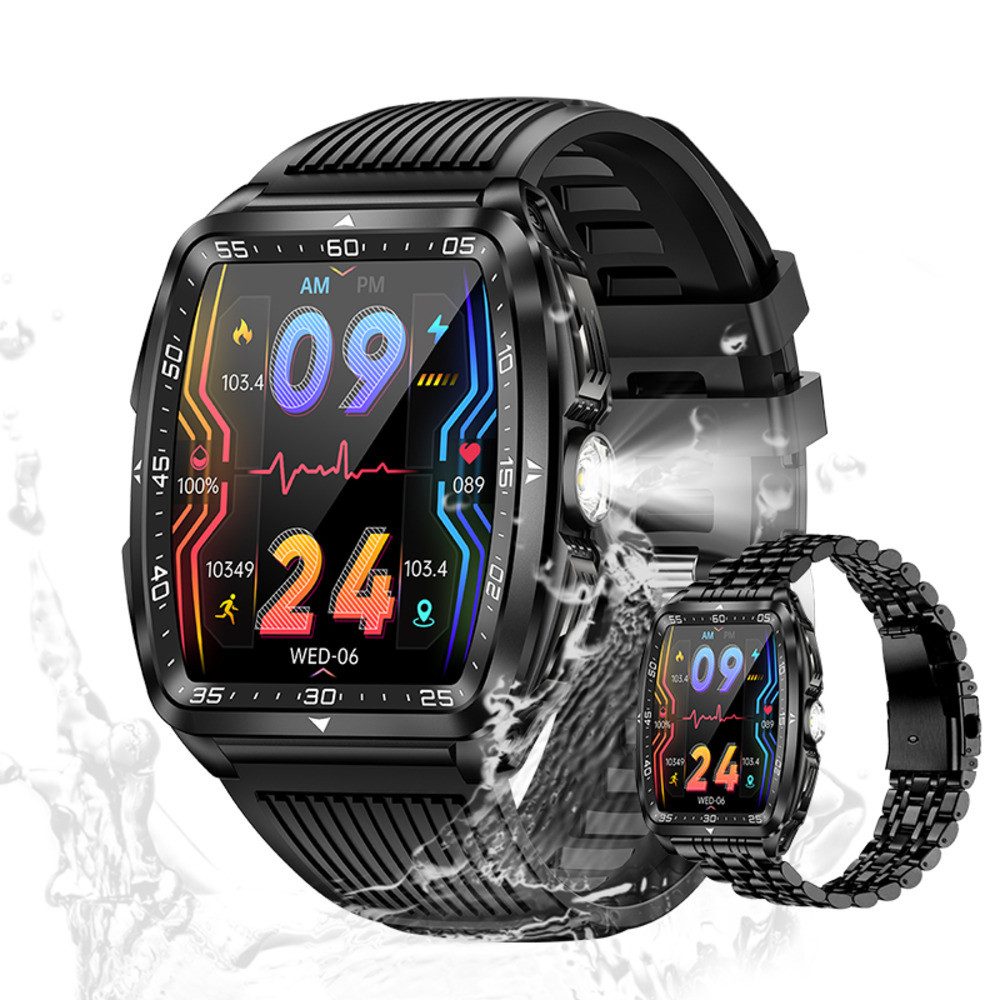 Valdus Herren's Robust Telefonfunktion 400mAh IPX8-5ATM Wasserdicht Smartwatch (1,8 Zoll, Android/iOS), Elegante Luxus-Uhr mit Gesundheits- & Fitnessfunktionen