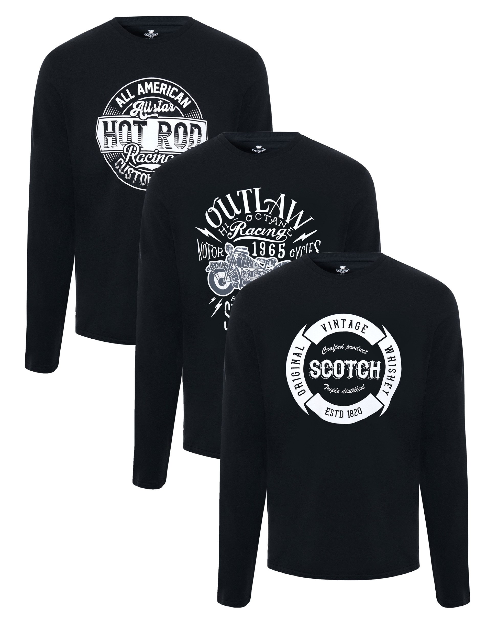 Threadbare Langarmshirt Tee L/Slv Graphic (3-tlg) 3er-Pack im coolen Design