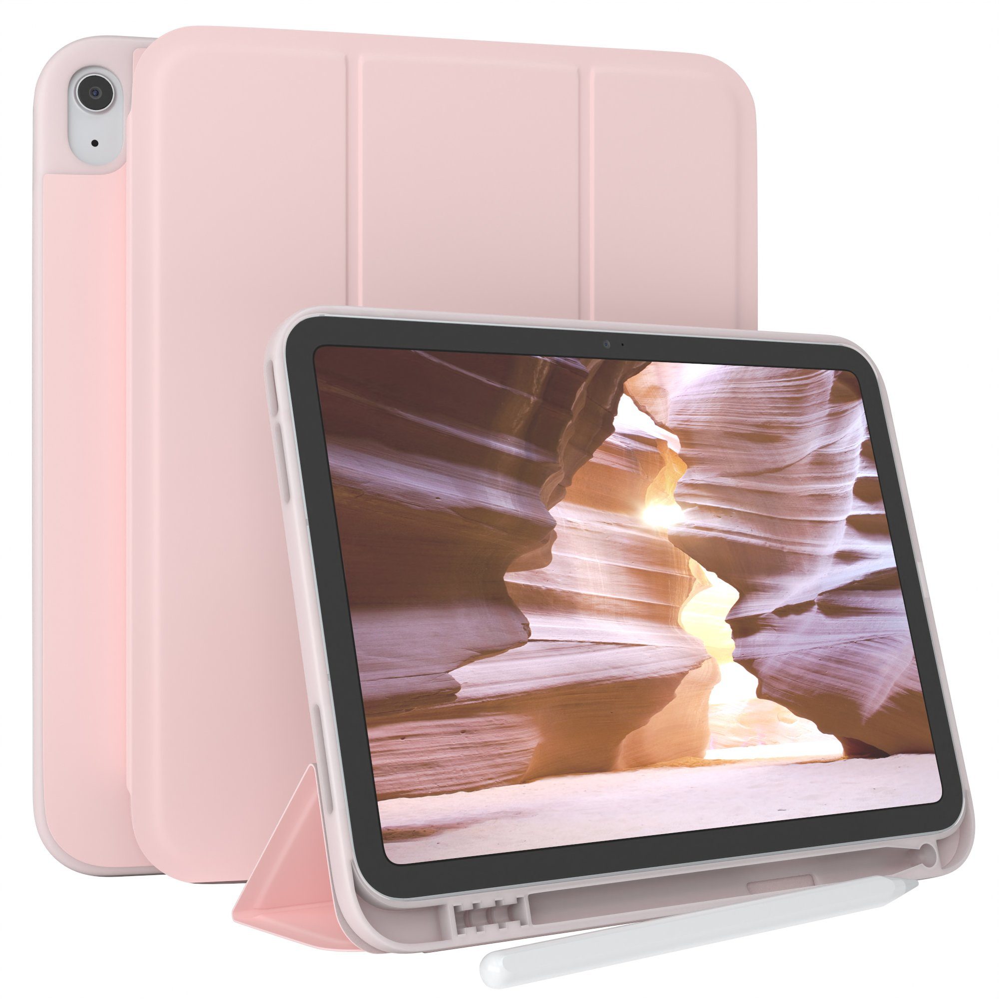 EAZY CASE Tablet-Hülle Penholder Smartcase für Apple iPad 2025 (11. Gen) 11 Zoll, Hülle mit Stifthalter magnetisch kratzfeste Tasche zum Aufkappen Rosa