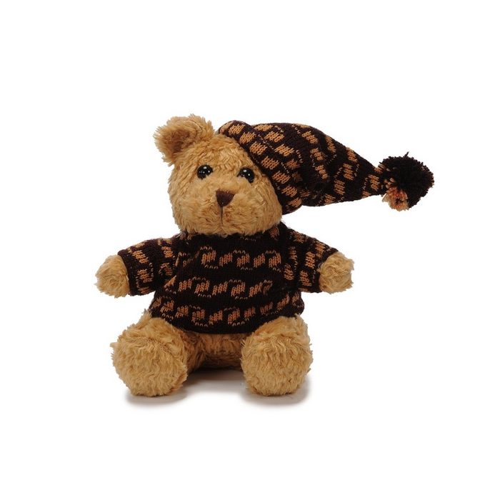 Teddys Rothenburg Kuscheltier Teddybär mit Strickpullover und Mütze 21 cm