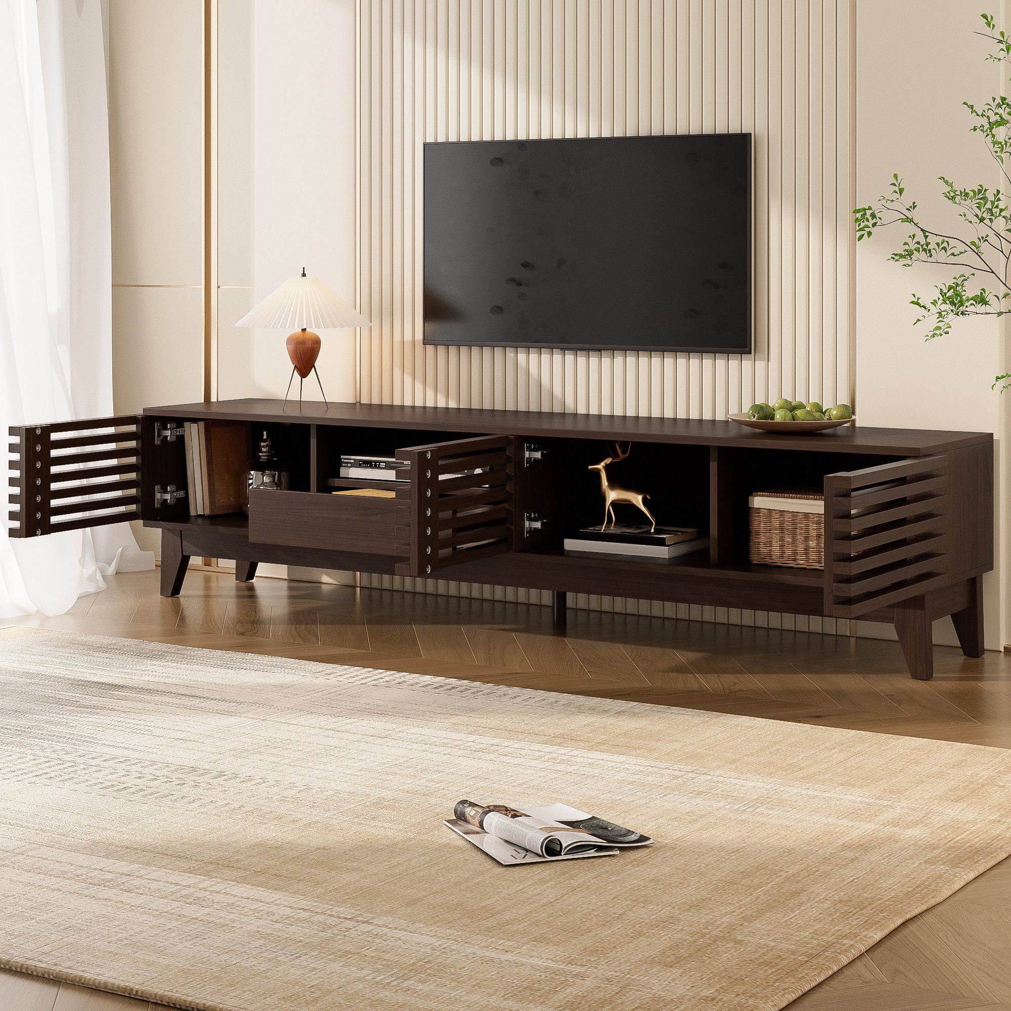 OKWISH Lowboard TV-Möbel TV-Panel (Set, 1 St., Einzigartiges Design), mit einer Schublade und drei Türen