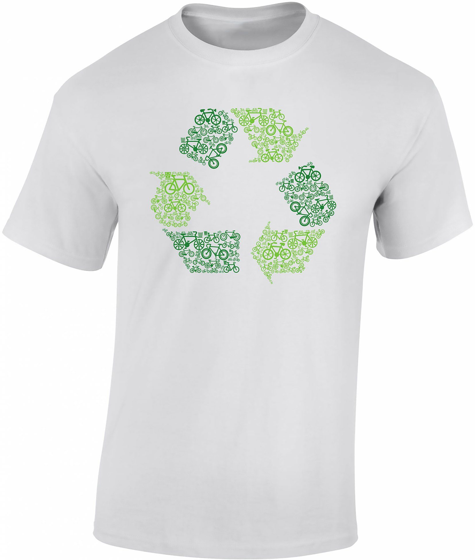 Sport Baumwolle Print-Shirt - hochwertiger Recycling T-Shirt Tshirts Übergrößen, : ! aus ? Re-Cycling auch Baddery Fahrrad Herren, Siebdruck,