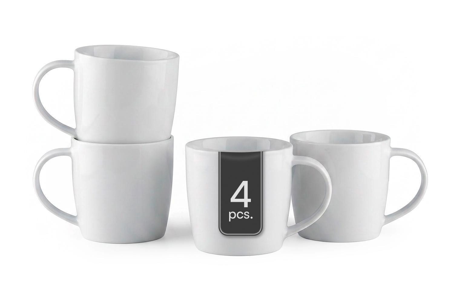 Home4You Cappuccinotasse Kaffeebecher 4er Set, Porzellan