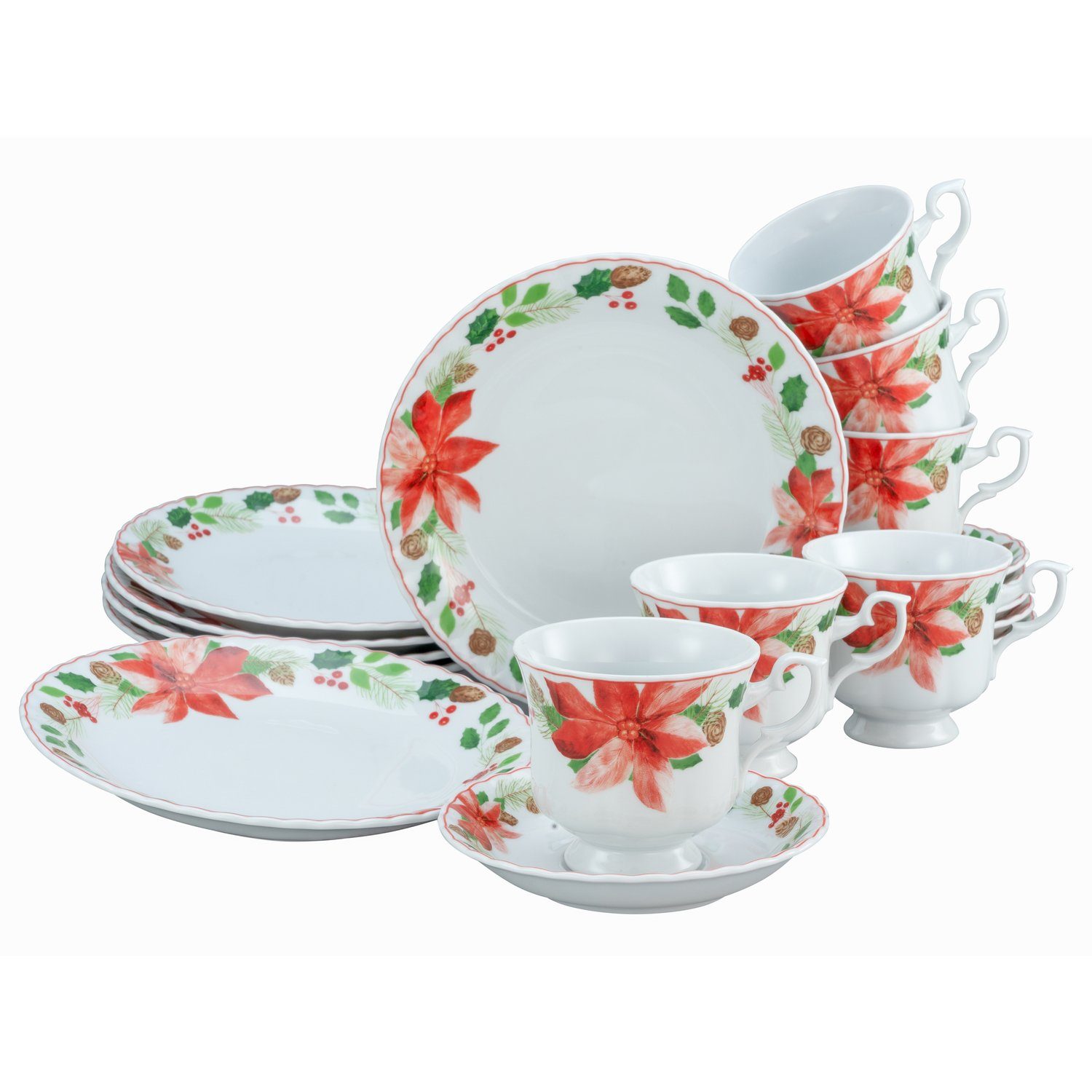 CreaTable Kaffeeservice Kaffeeservice 18 teilig (18-tlg), 6 Personen, Porzellan