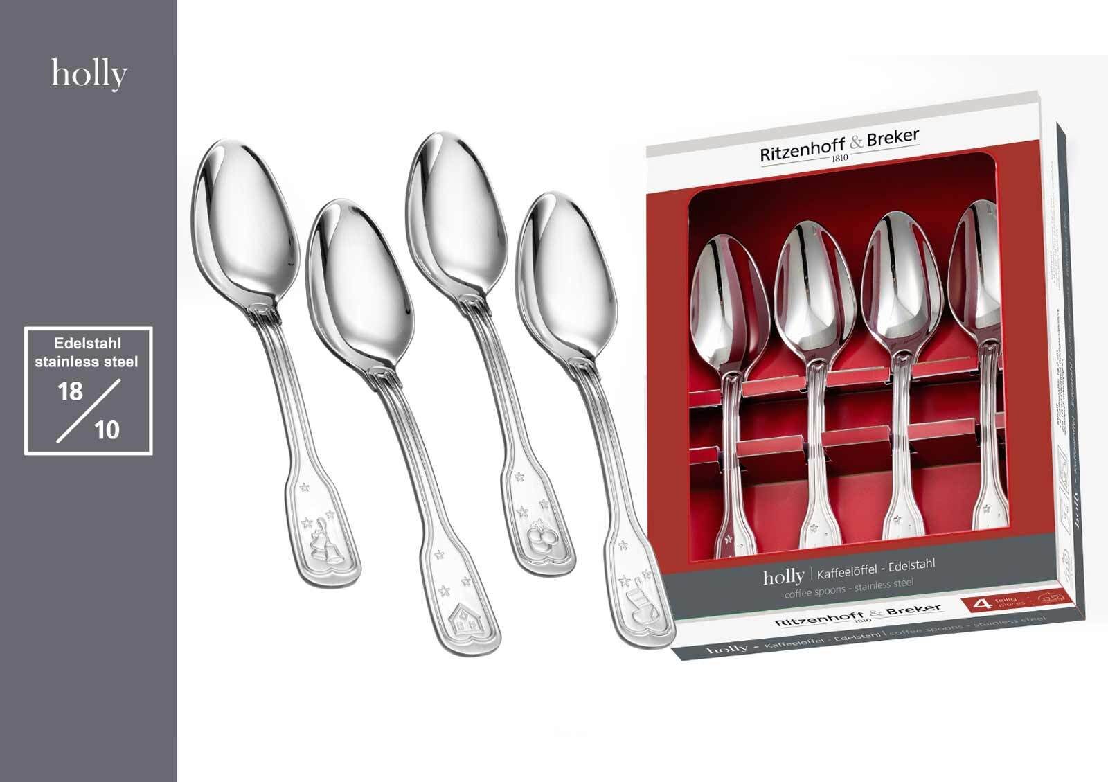 Ritzenhoff & Breker Kaffeelöffel Holly Kaffeelöffel-Set 14,2 cm 4er Set (4 Stück)