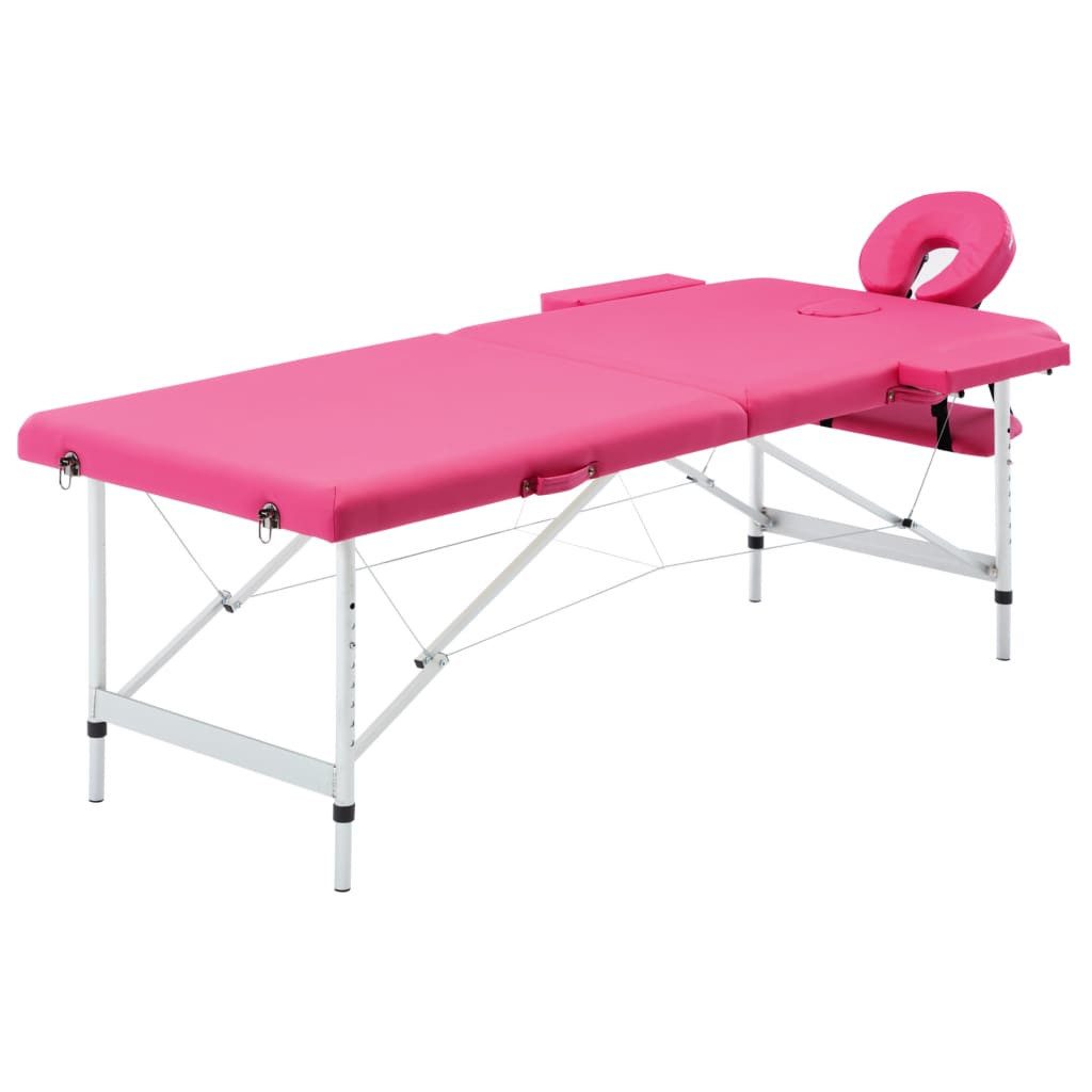 vidaXL Massageliege Massagetisch Klappbar 2 Zonen Aluminium Rosa