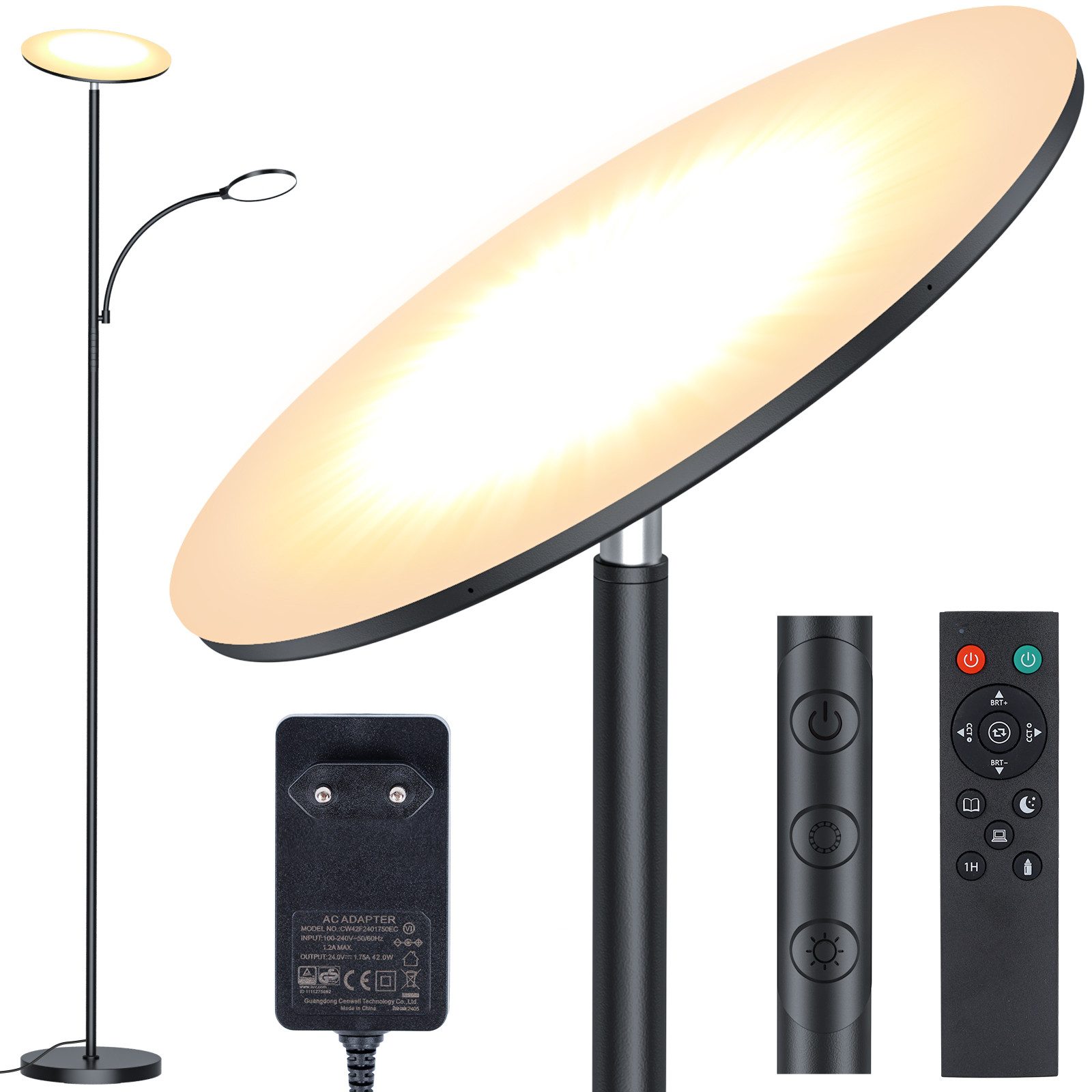 Lujasi LED Stehlampe 42W Stehlampe Wohnzimmer, 3500LM LED Deckenfluter mit günstig online kaufen