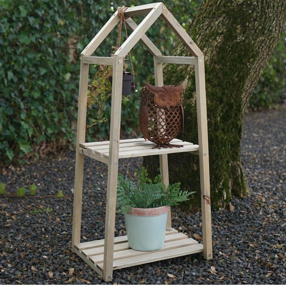 Spetebo Pflanzentreppe Holz Blumenregal mit 2 günstig online kaufen