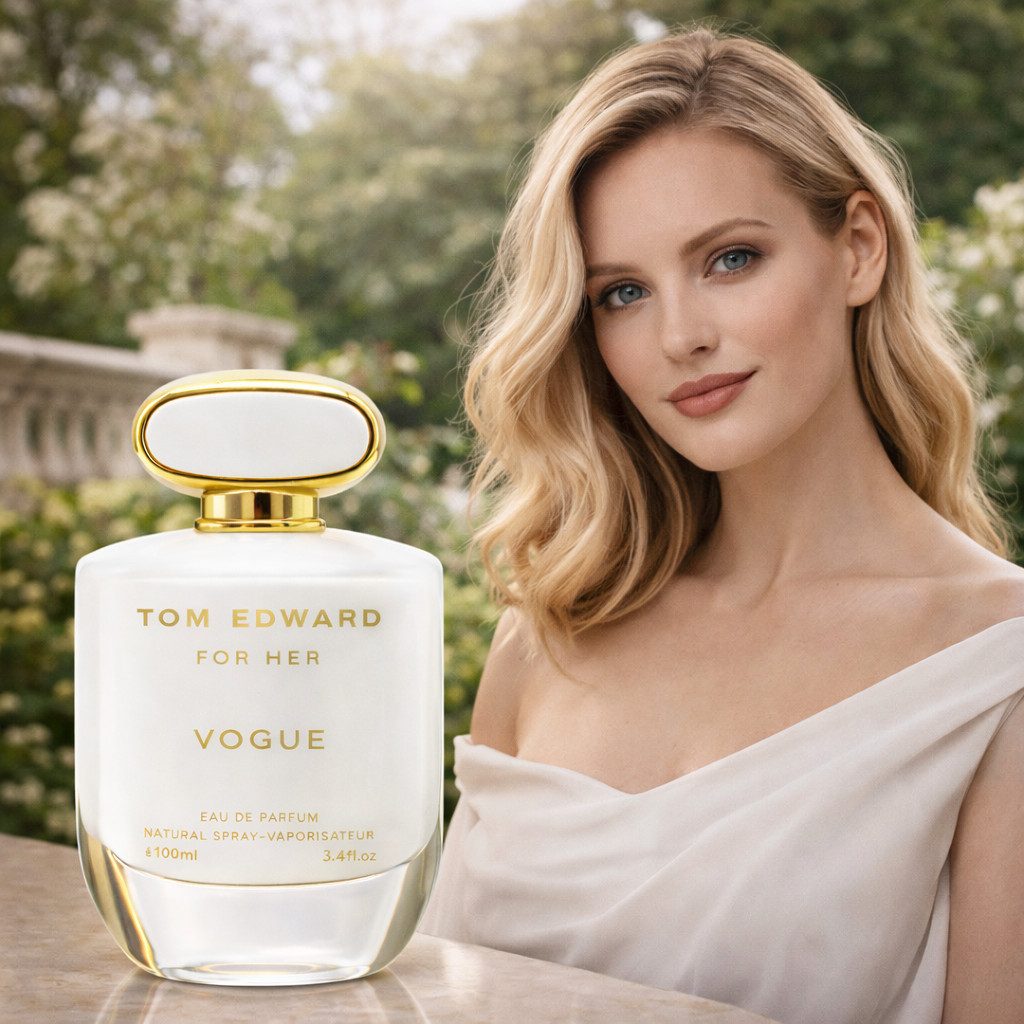 TOM EDWARD Eau de Parfum Tom Edward Vogue for Her Blumig Holzig Weich 100 ml, 1-tlg., Hergestellt in UK, Luxuriöser Damenduft, Langanhaltend