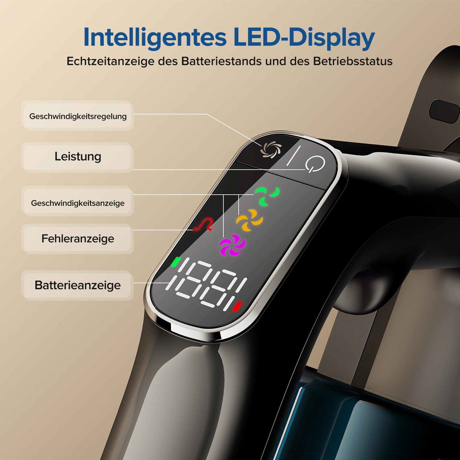 lubluelu Akku-Hand-und Stielstaubsauger G30 Kabelloser Akkusauger mit KnickRohr 50000pa / 2-in-1-Ladestation, 500 W, beutellos, 90° faltbare flexible Bodenbürste