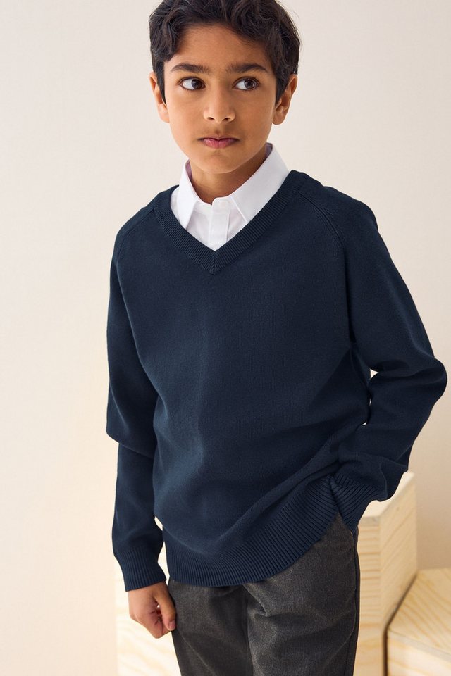 Next V-Ausschnitt-Pullover Schul-Strickpullover mit V-Ausschnitt (1-tlg)