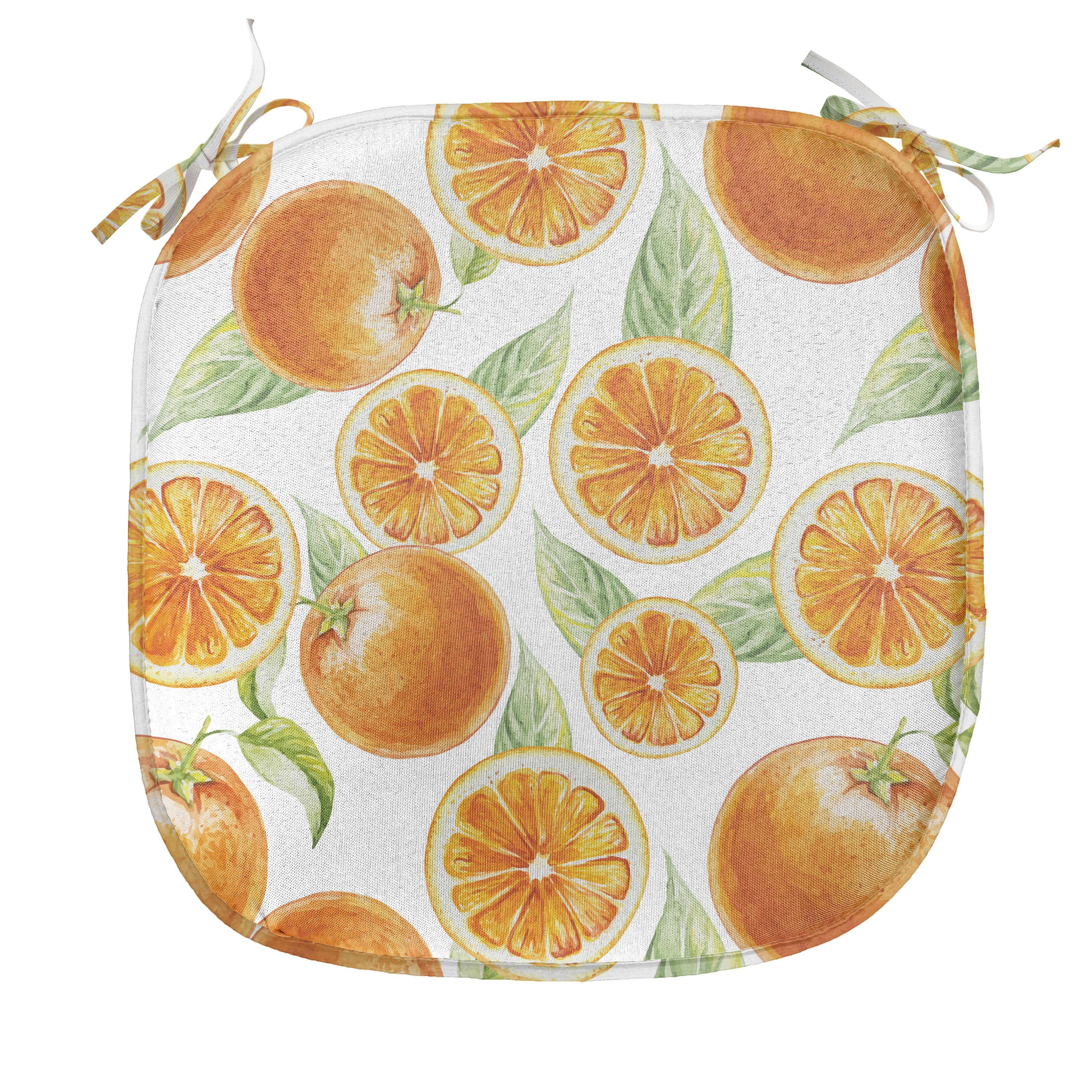 Abakuhaus Stuhlkissen Dekoratives wasserfestes Kissen mit Riemen für Küchensitze, Natur Juicy Orange Früchte Kunst