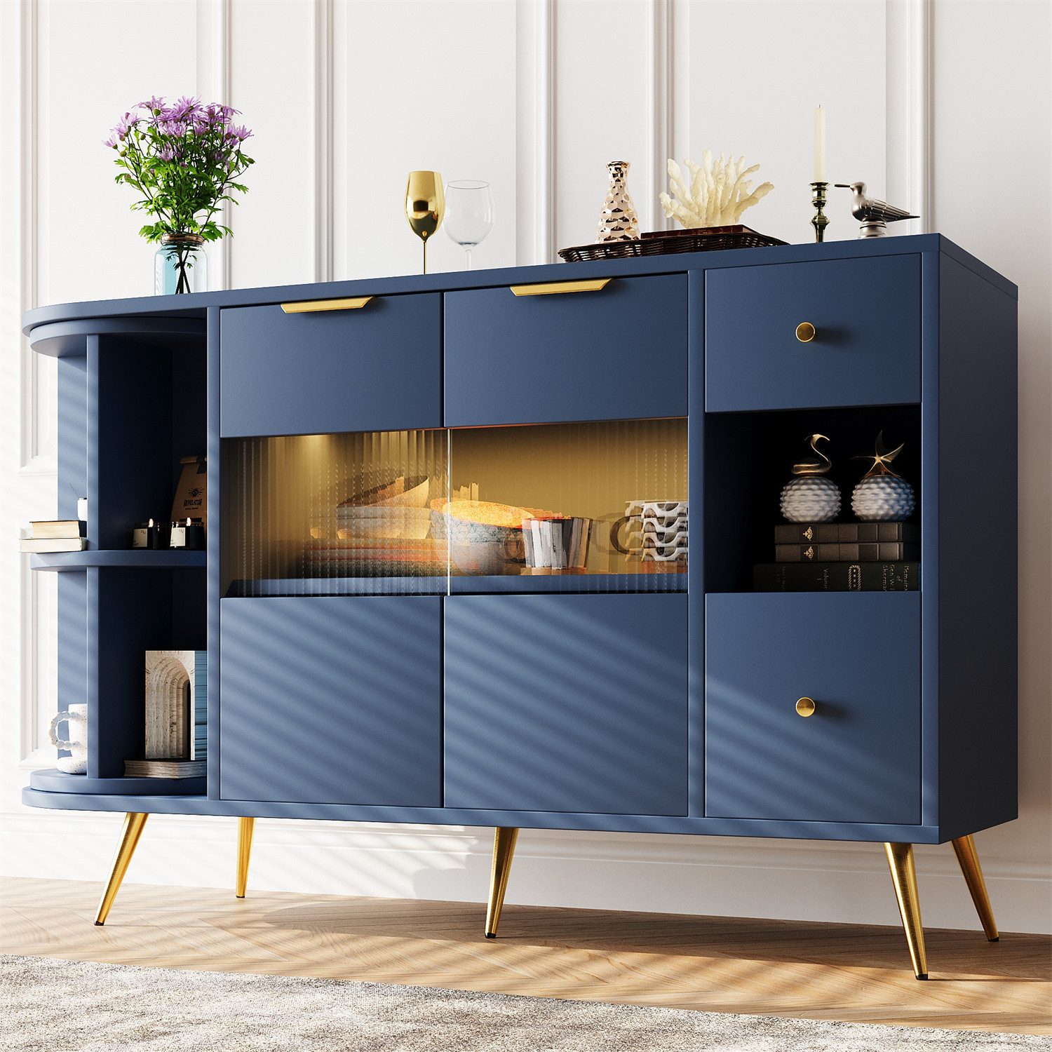 autolock Sideboard Sideboard Aufbewahrungsschränke mit Glasschiebetüren günstig online kaufen