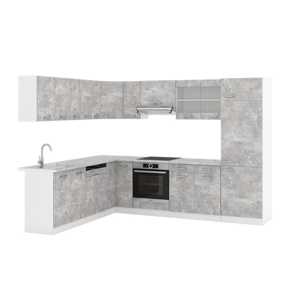 Vicco Winkelküche R-Line, Beton/Weiß, 227 x günstig online kaufen