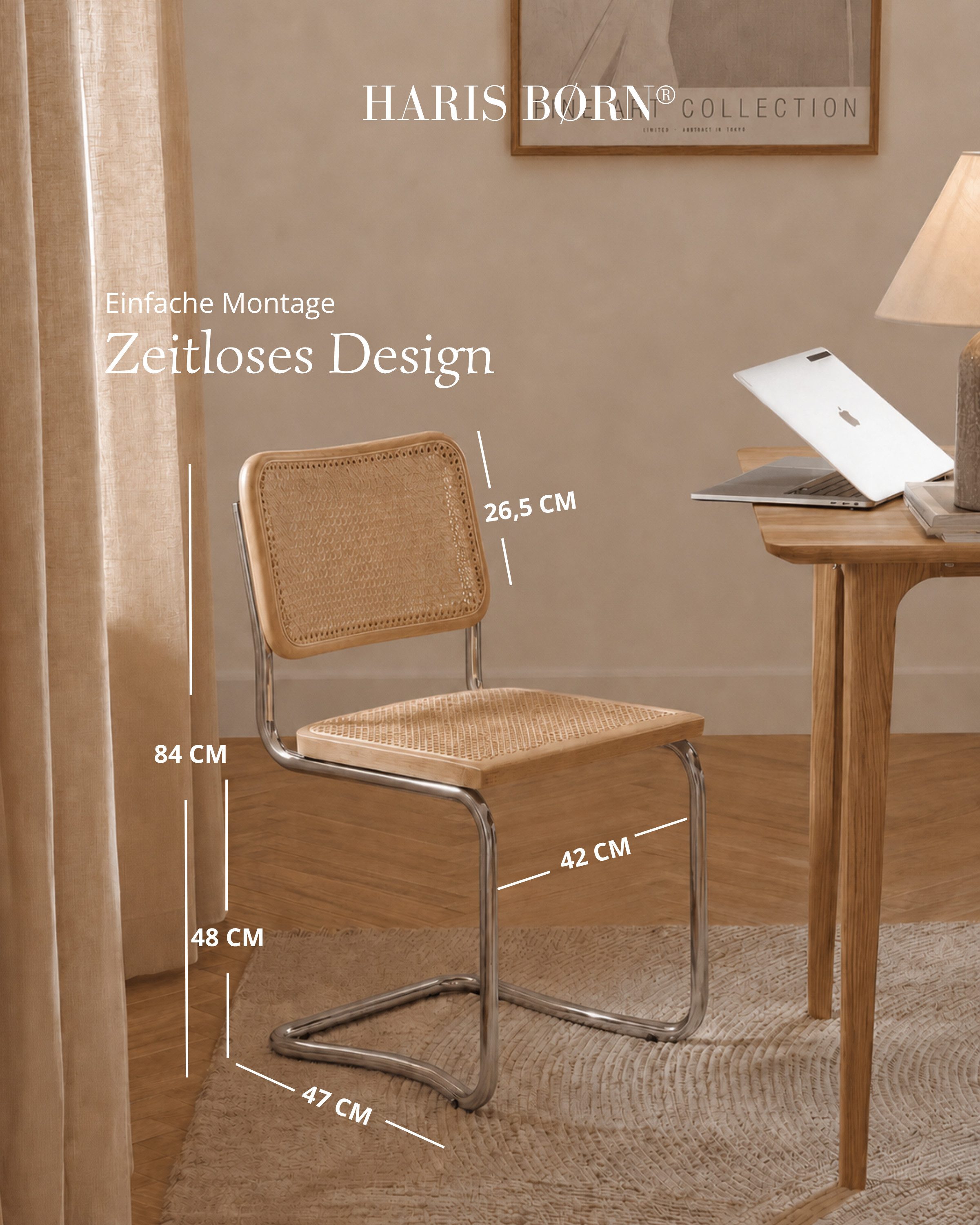 Haris Børn Freischwinger Wiener Geflecht - Handgefertigt in Italien - Premium Schwingstuhl (Set, 2 St), Hochwertige Freischwinger Stühle - Rattanstühle fürs Esszimmer