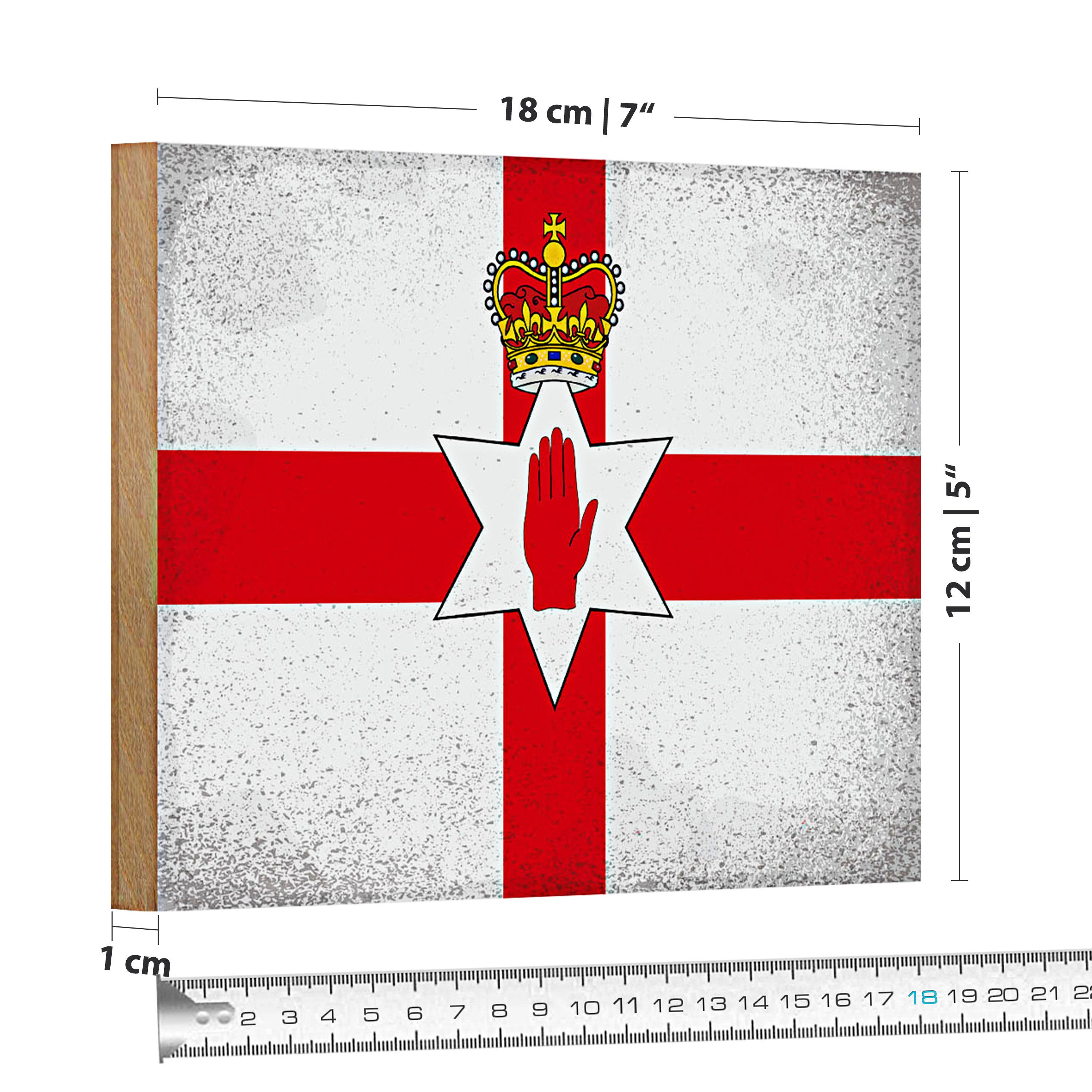 Roomando Holzbild Flagge Nordirland 18x12cm Flag Vintage