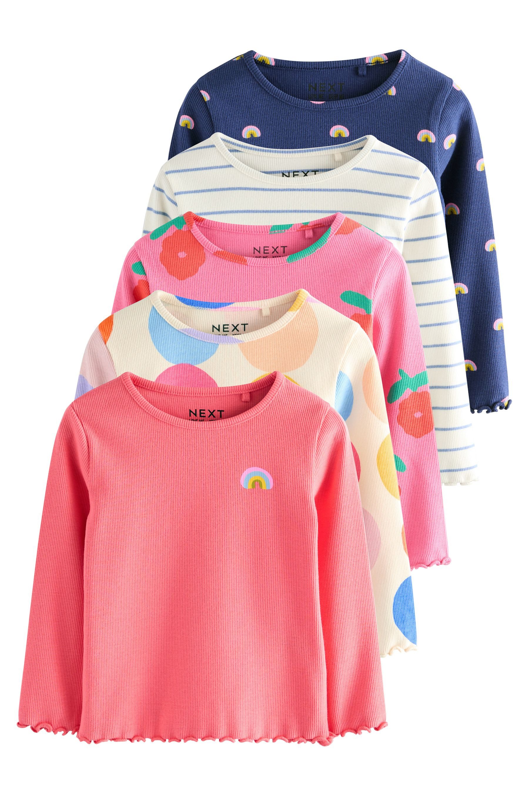 Langarmshirt Gerippte Langarmoberteile im 5er-Pack