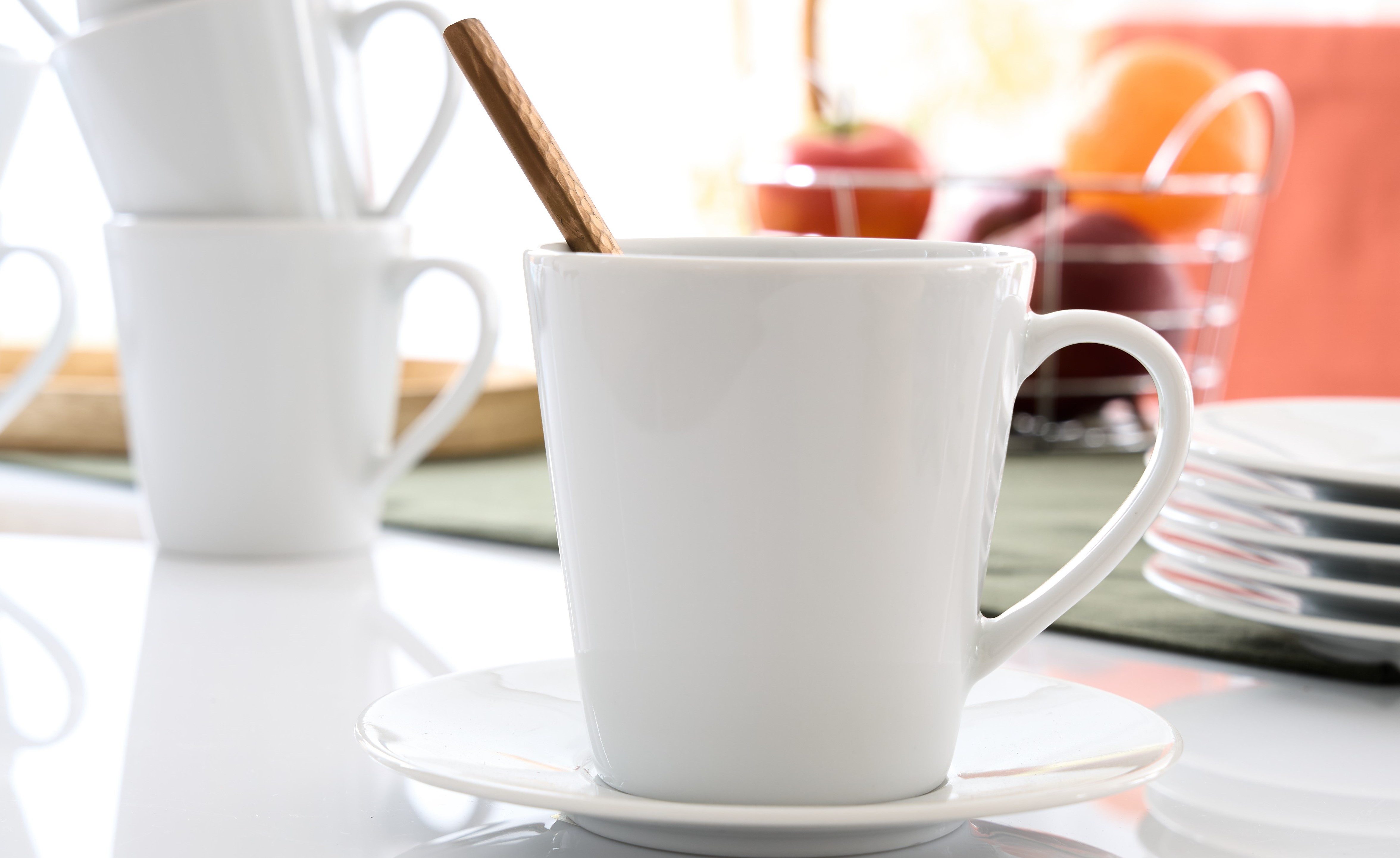 Retsch Arzberg Becher Kaffee-/Henkelbecher HEIKE WEISS 250 ml, konisch, Set 6-tlg. Porzellan, 6-tlg., Porzellan, Klassisches Henkelbecher Set für 6 Personen, zeitlos & chic