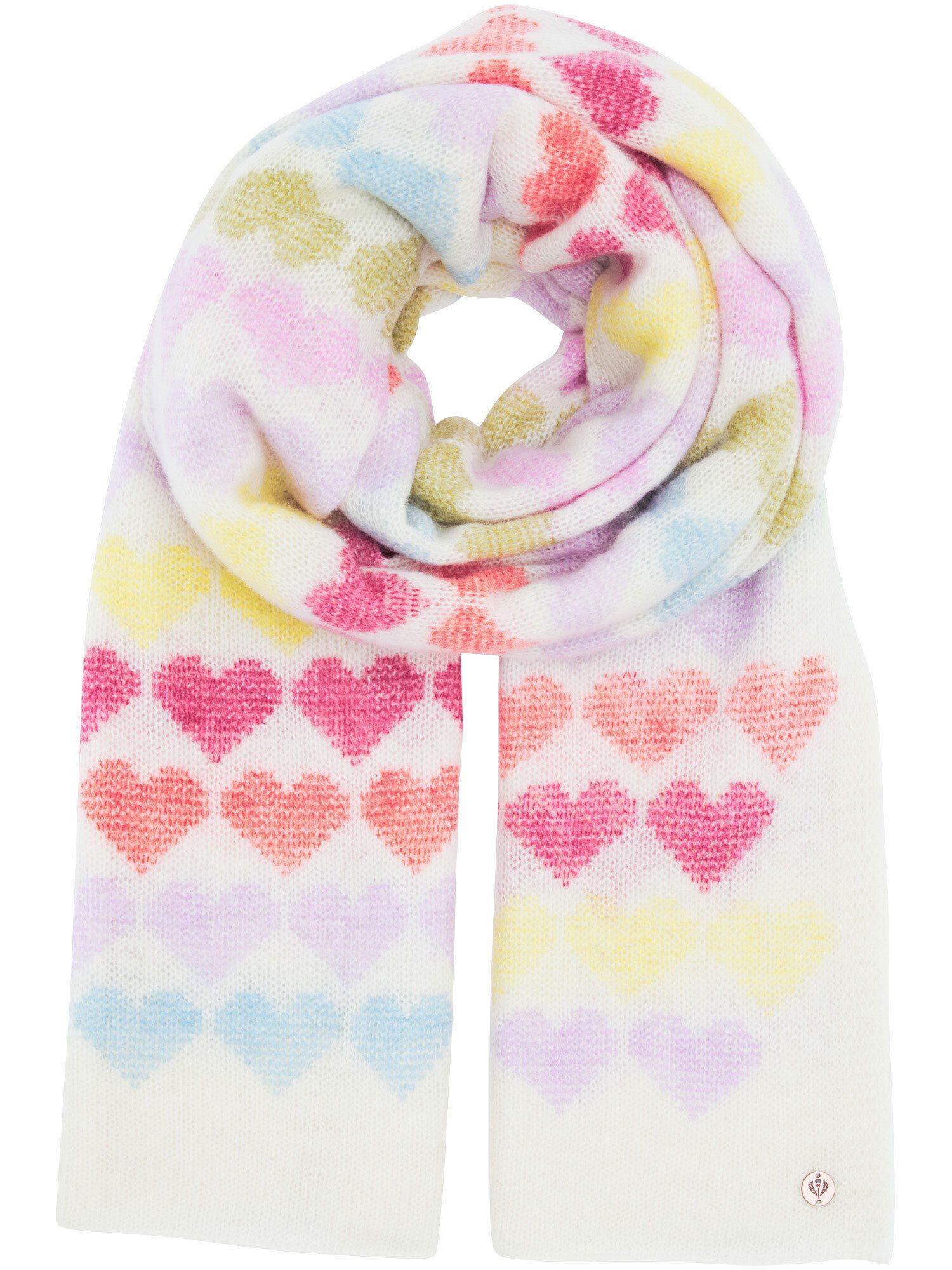 Fraas Modeschal Strick-Stola mit Herz-Design aus reiner Wolle