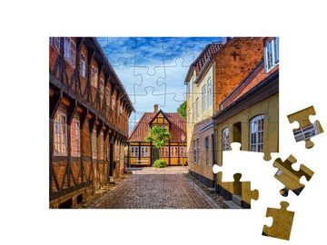 puzzleYOU Puzzle Straße und Häuser in Ribe in Dänemark, 48 Puzzleteile, puzzleYOU-Kollektionen Dänemark, Skandinavien
