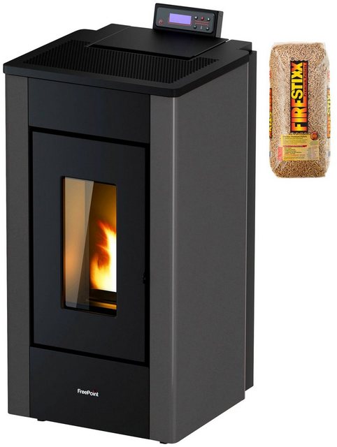 FreePoint Pelletofen SHARP Stahl, 7 kW, Raumheizvermögen: 168 m³, schwarz
