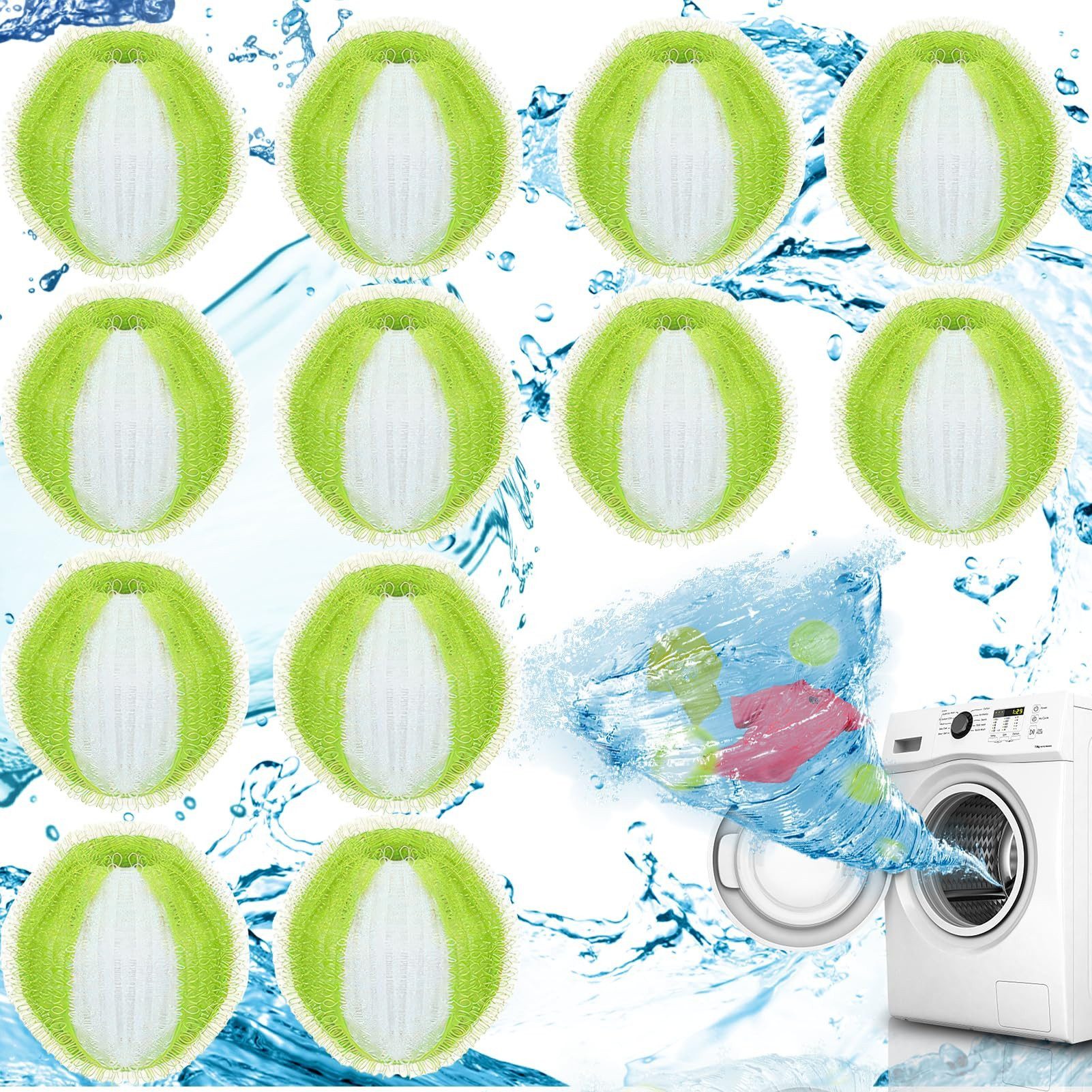 FOUORTUNATE-BEE Wäschekugel Wäschekugel 12x Tierhaar Entferner Waschmaschine Fusselbälle gegen, Waschball Set gegen Tierhaare, Anti-Verknoten, für Kleidung