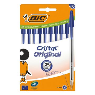 BIC Kugelschreiber Cristal Original, (10-tlg), Strichstärke: 0,4 mm, mit Kappe