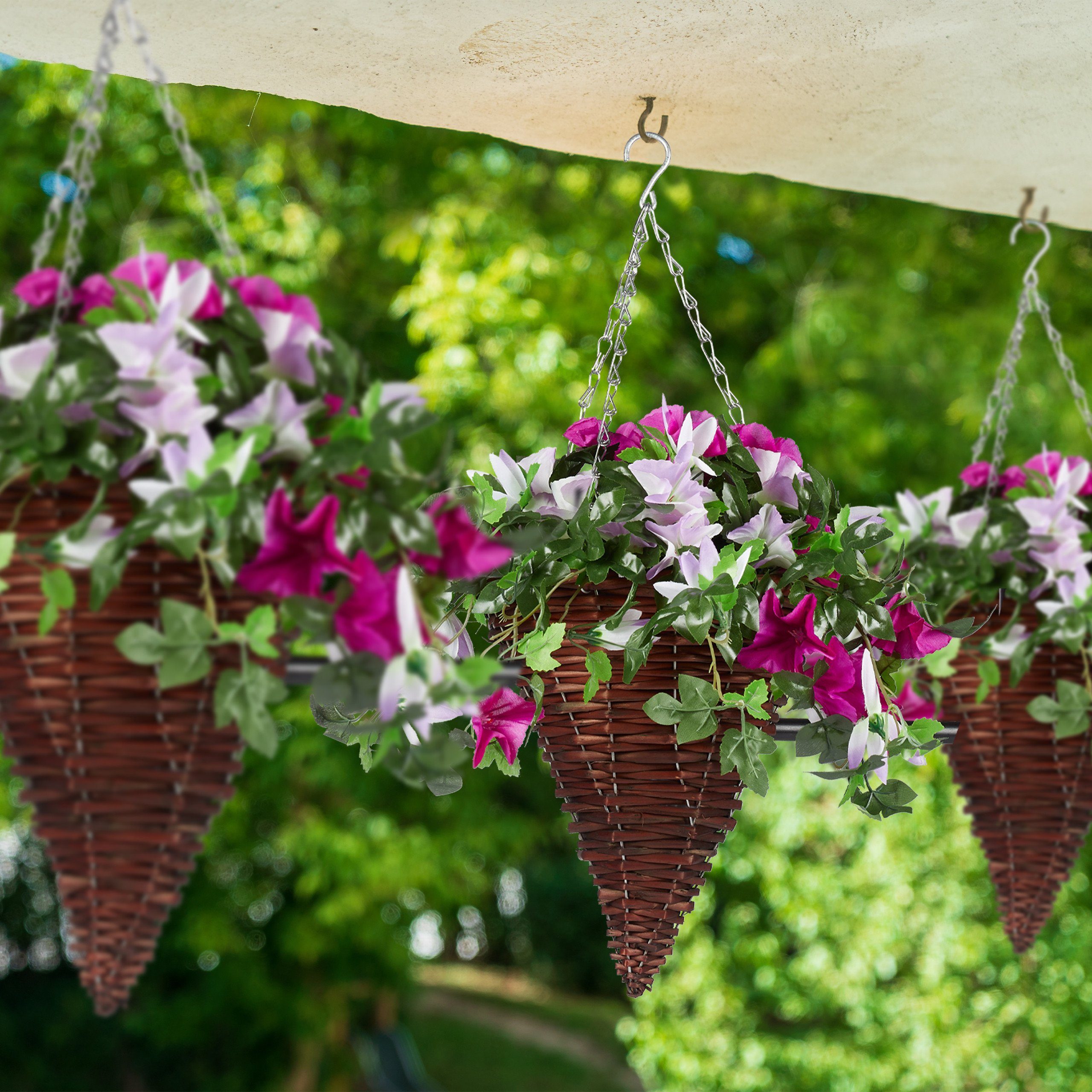 relaxdays Blumenampel Geflochtene Blumenampel im 3er günstig online kaufen